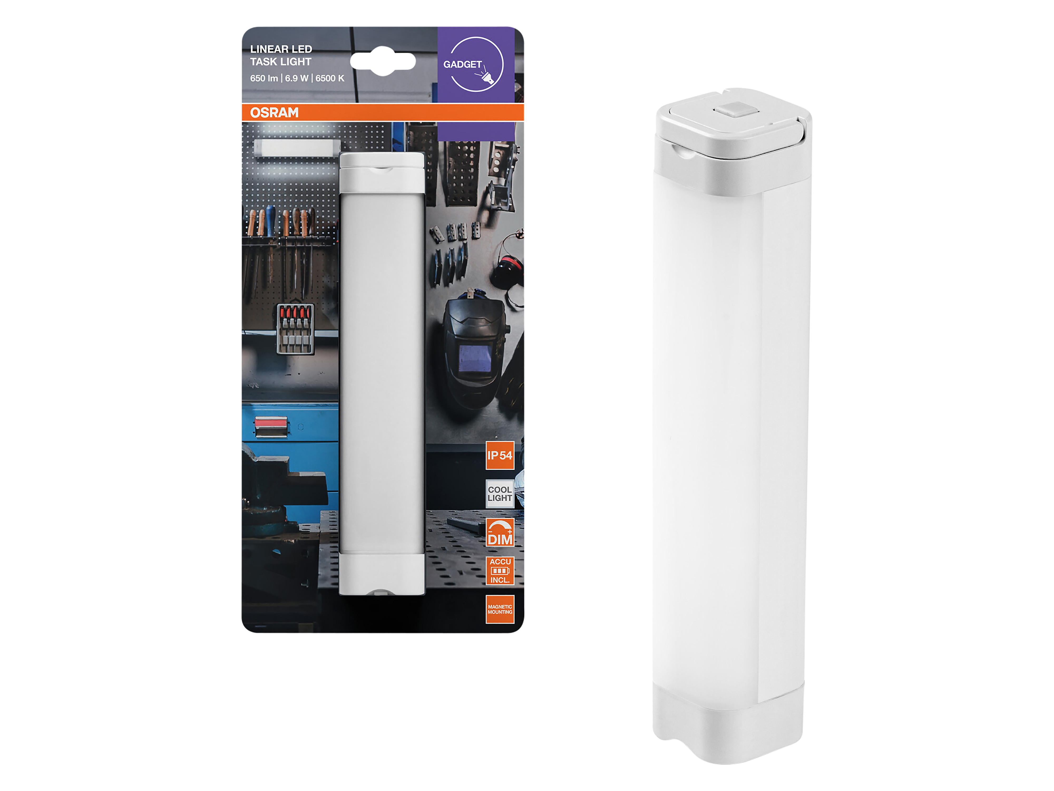 OSRAM LED-Arbeitsleuchte, 6,9W, 6500K, 400lm, kaltweiß, IP54, weiß