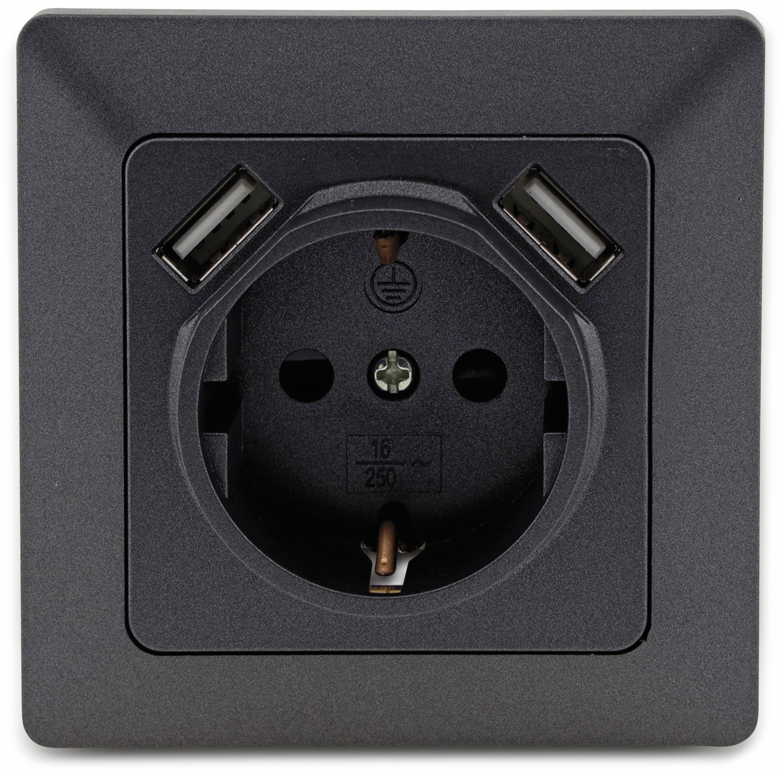 MILOS Schutzkontakt-Steckdose 23050, 2x USB Buchse, 16A/250V~, anthrazit