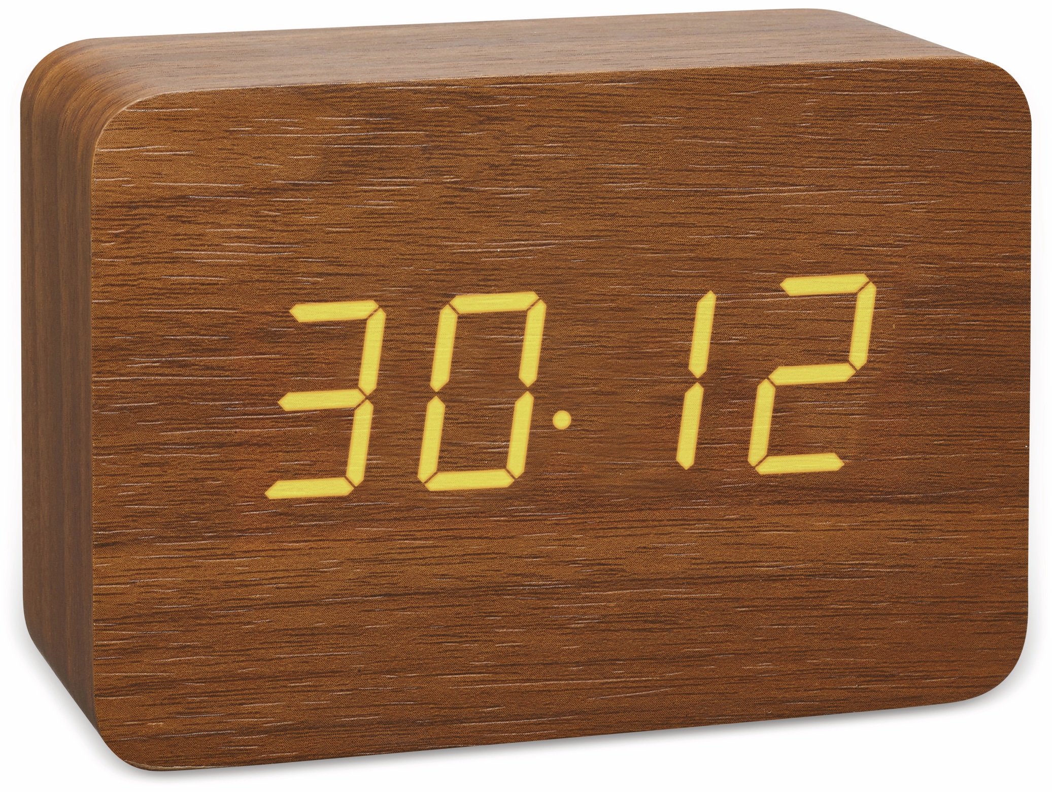 TFA Digitaler Funkwecker Clocco, braun, orangene LED