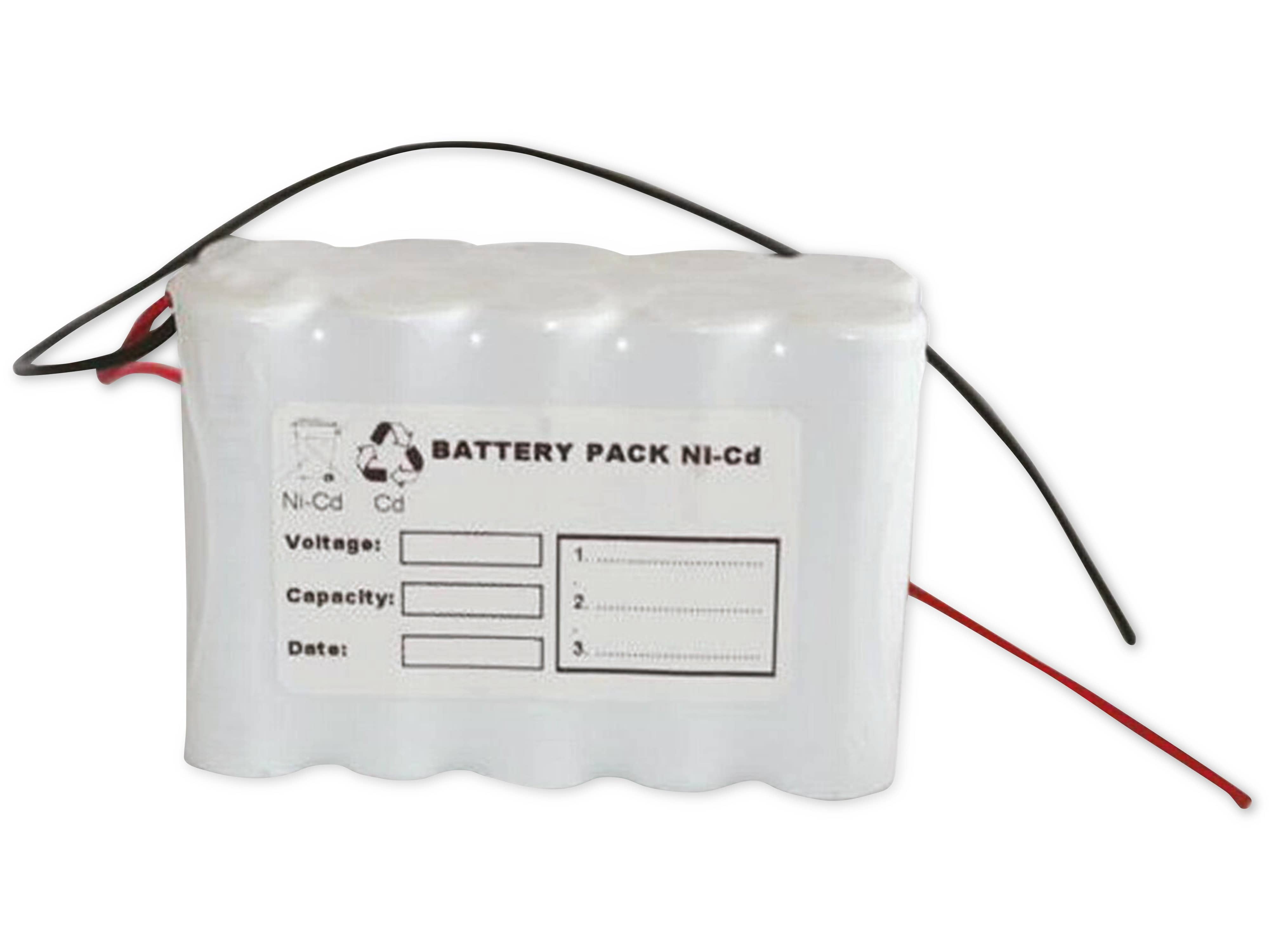 Q-BATTERIES Akku-Pack, 12 V, 800mAh, NiCd F5x2, 10xAA HT-Zellen mit Kabel