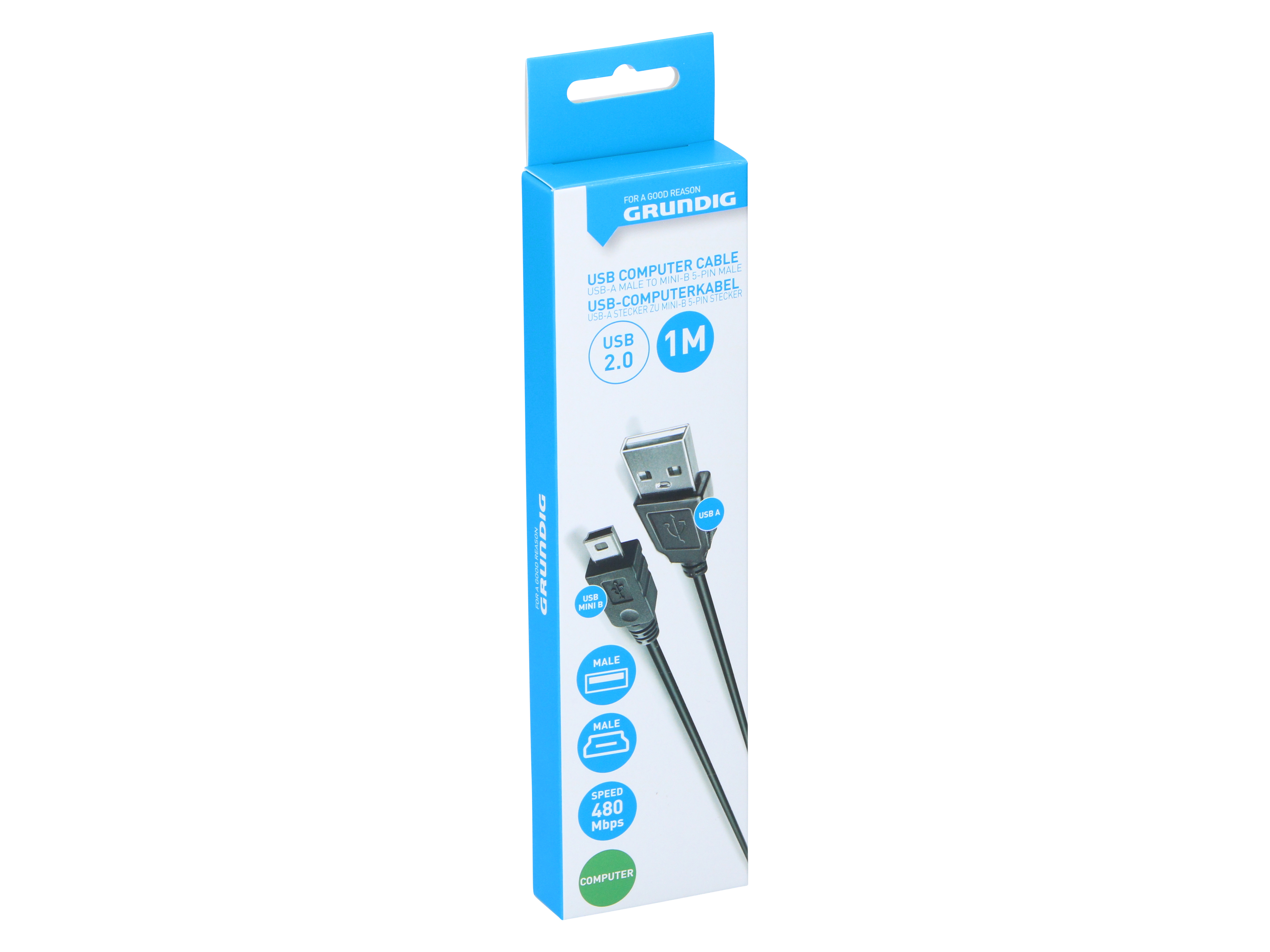 GRUNDIG USB-Kabel, USB-A zu USB-Mini-B 2.0, 1 m GRUNDIG USB-Kabel, USB-A zu USB-Mini-B 2.0, 1 m
