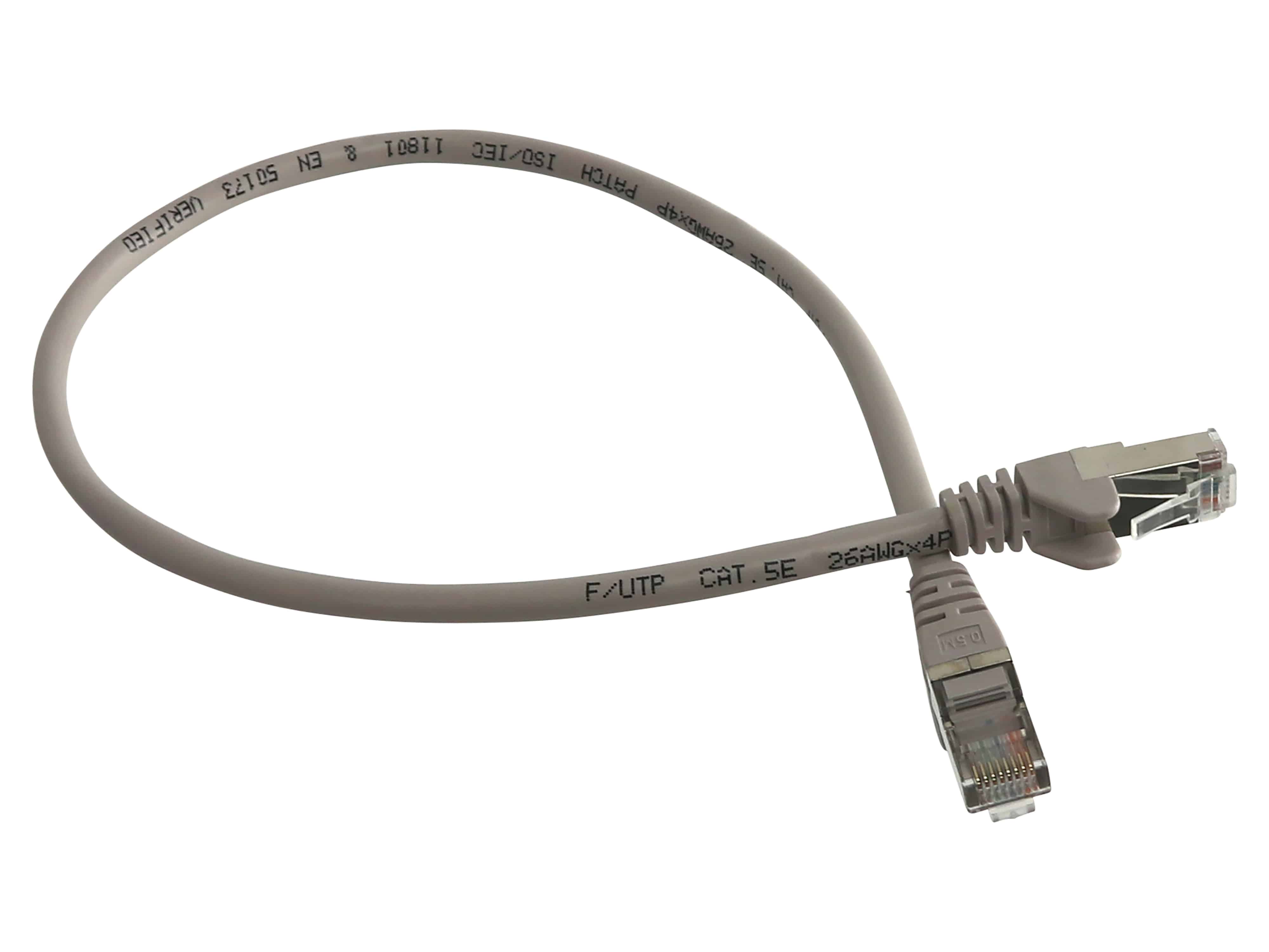 CAT.5E Patchkabel, 0,5 m, grau, F/UTP CAT.5E Patchkabel, 0,5 m, grau, FTP