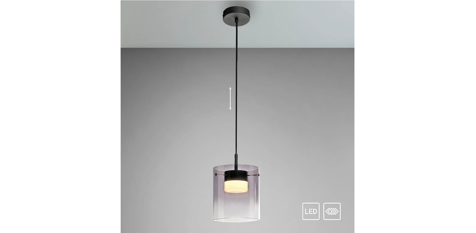 JUST LIGHT LED-Pendelleuchte 14042-18, 7,5W, 800lm, 3000K, schwarz