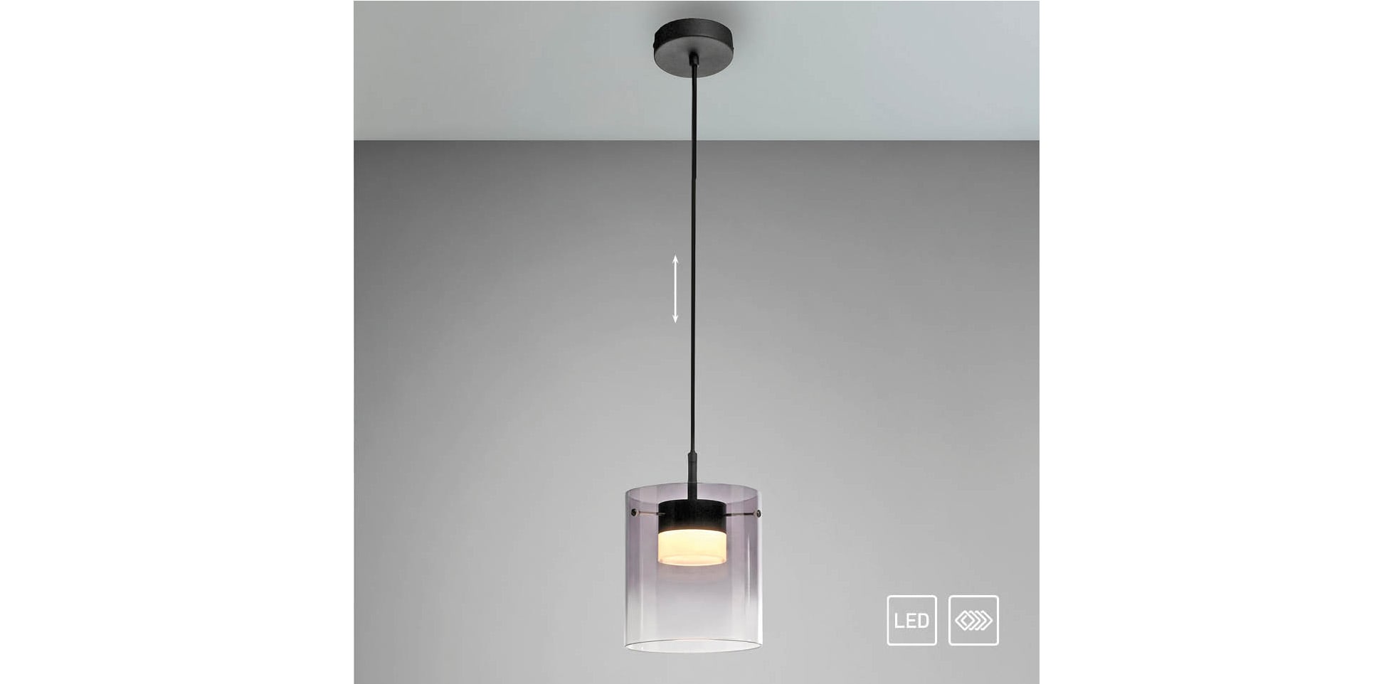 JUST LIGHT LED-Pendelleuchte 14042-18, 7,5W, 800lm, 3000K, schwarz