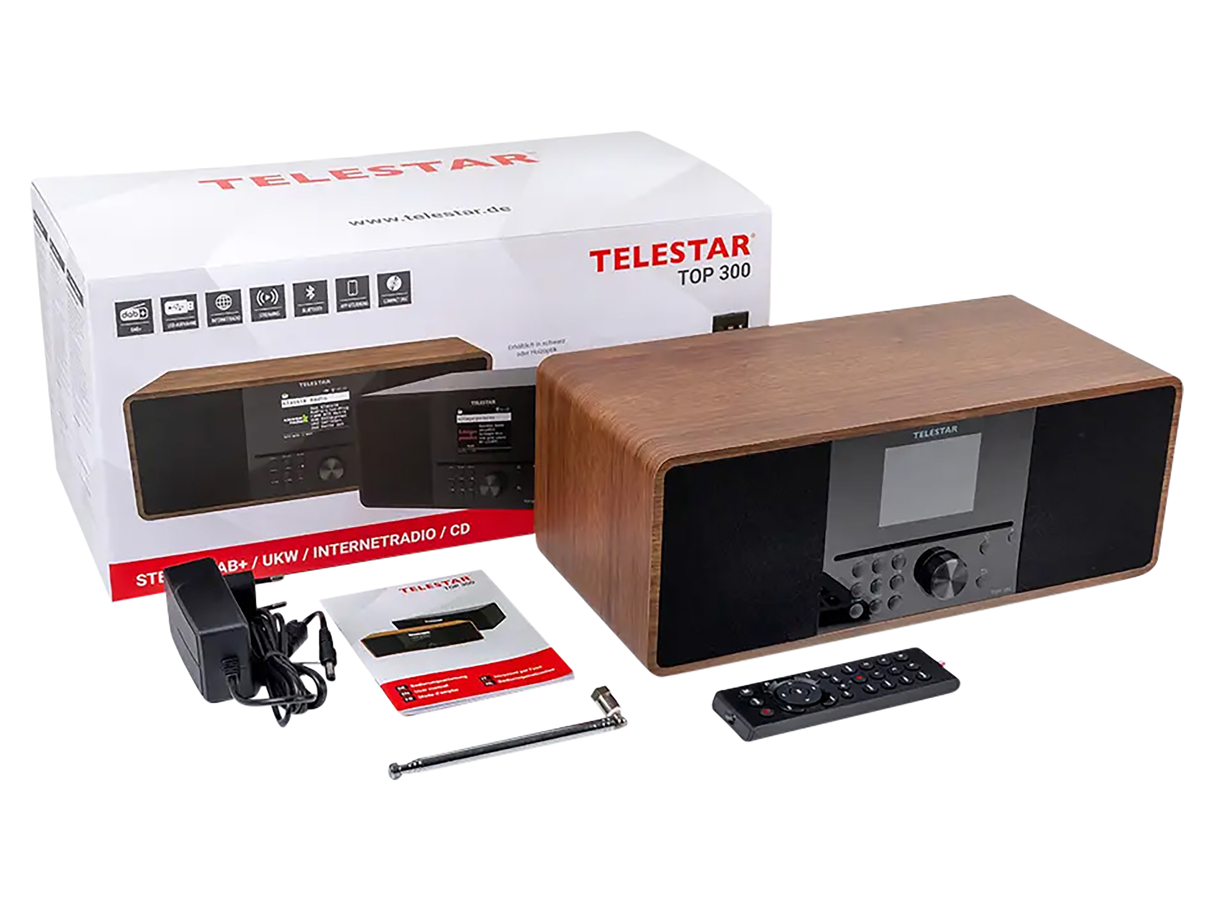 TELESTAR Digitalradio TOP 300, DAB+/UKW, Bluetooth, Holzoptik