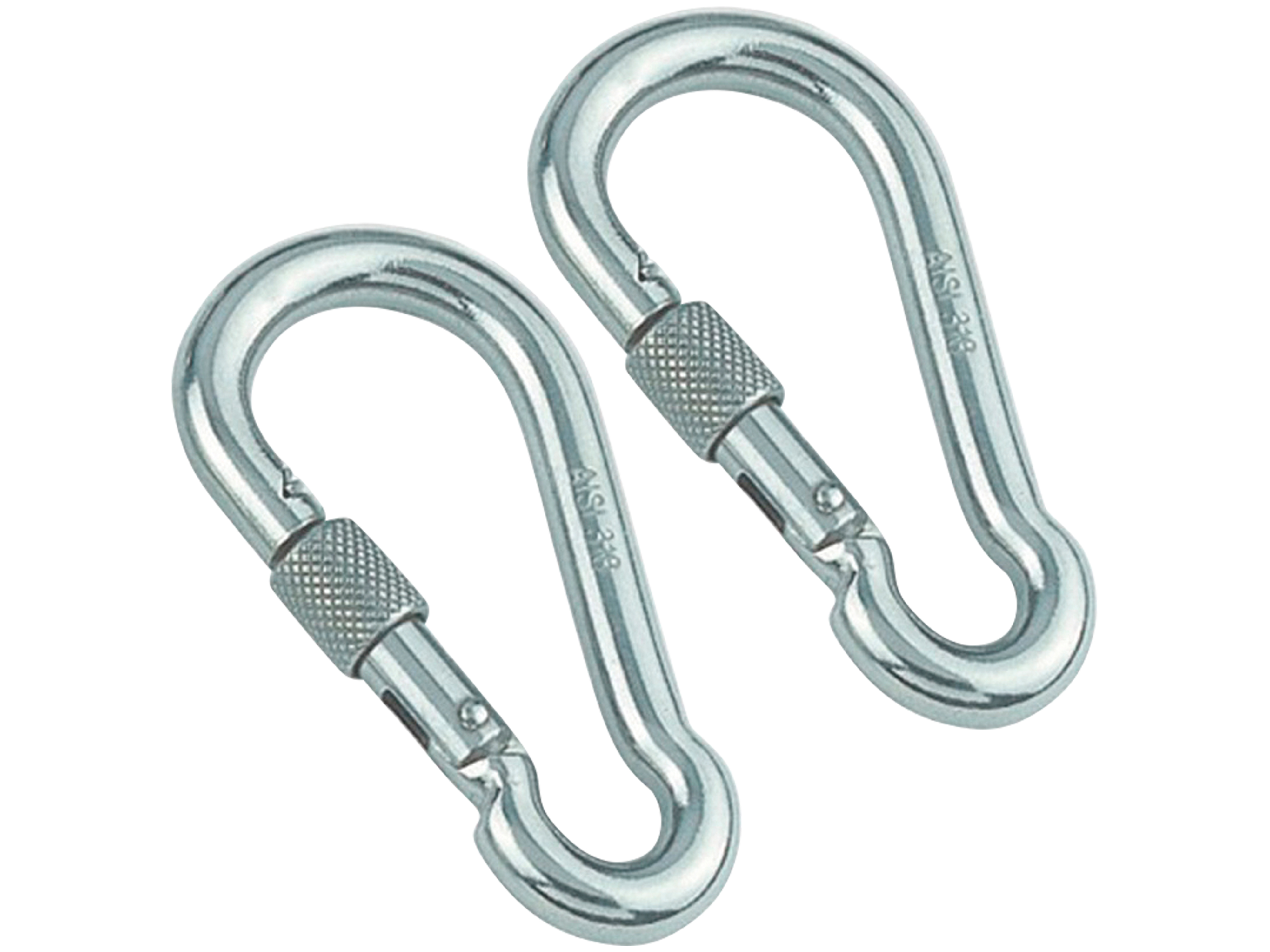 MARINETECH Karabinerhaken, Edelstahl A4, 10x100 mm, mit Sicherheitsmutter, 2 Stück
