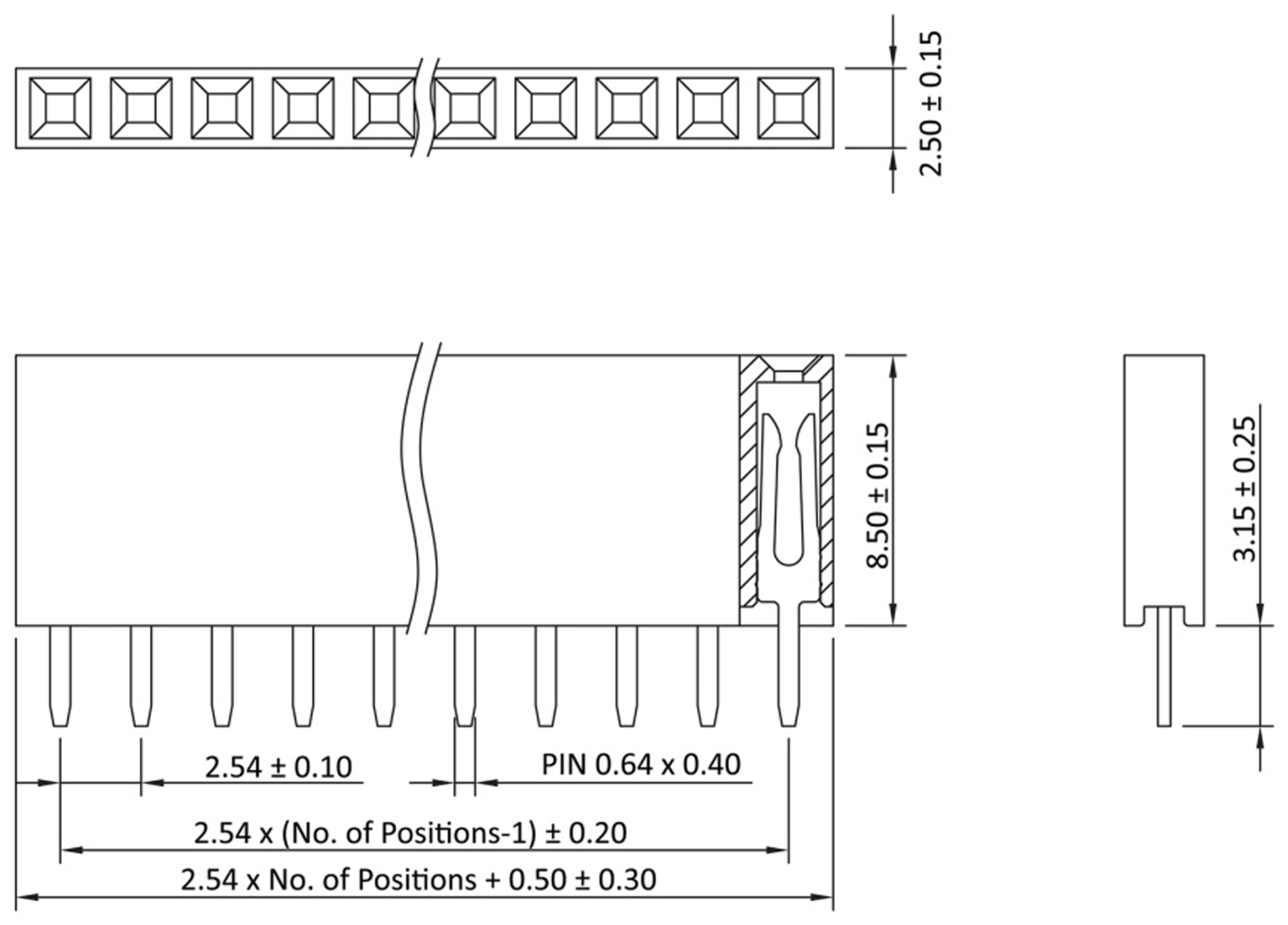 CONNFLY ELECTRONIC Buchsenleiste, vergoldet, 1x 3-polig