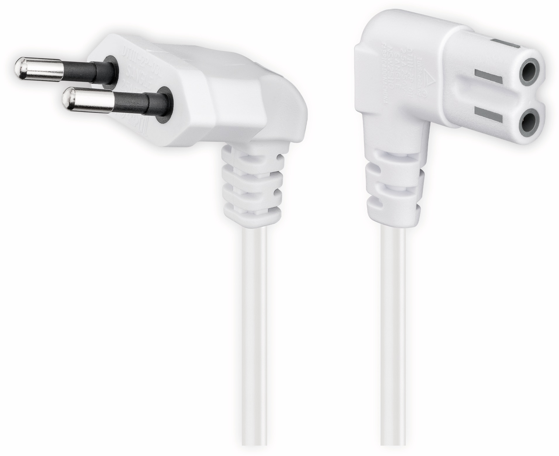 GOOBAY Euro-Netzkabel mit Doppelnutkupplung, weiß, 3m, 90°