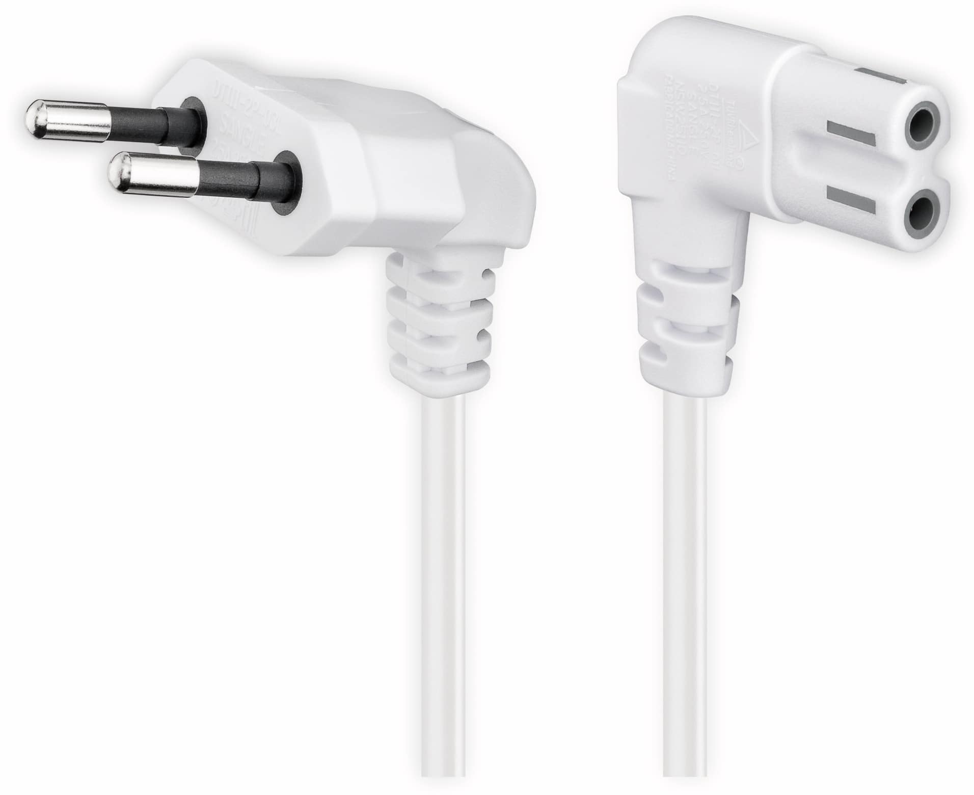 GOOBAY Euro-Netzkabel mit Doppelnutkupplung, weiß, 3m, 90°