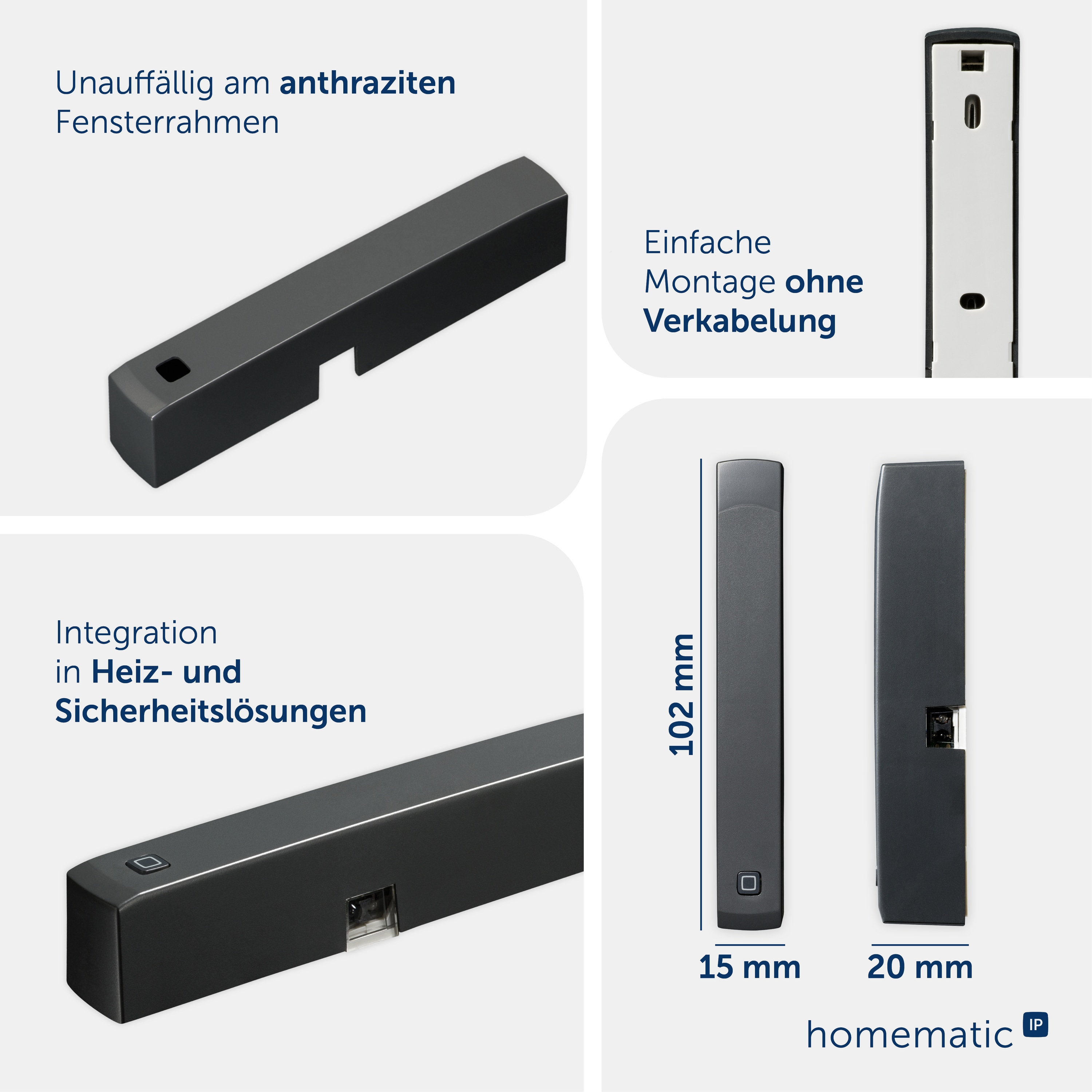 HOMEMATIC IP 160027A0, Fenster- und Türkontakt, optisch, anthrazit HOMEMATIC IP 160027A0, Fenster- und Türkontakt, optisch, anthrazit