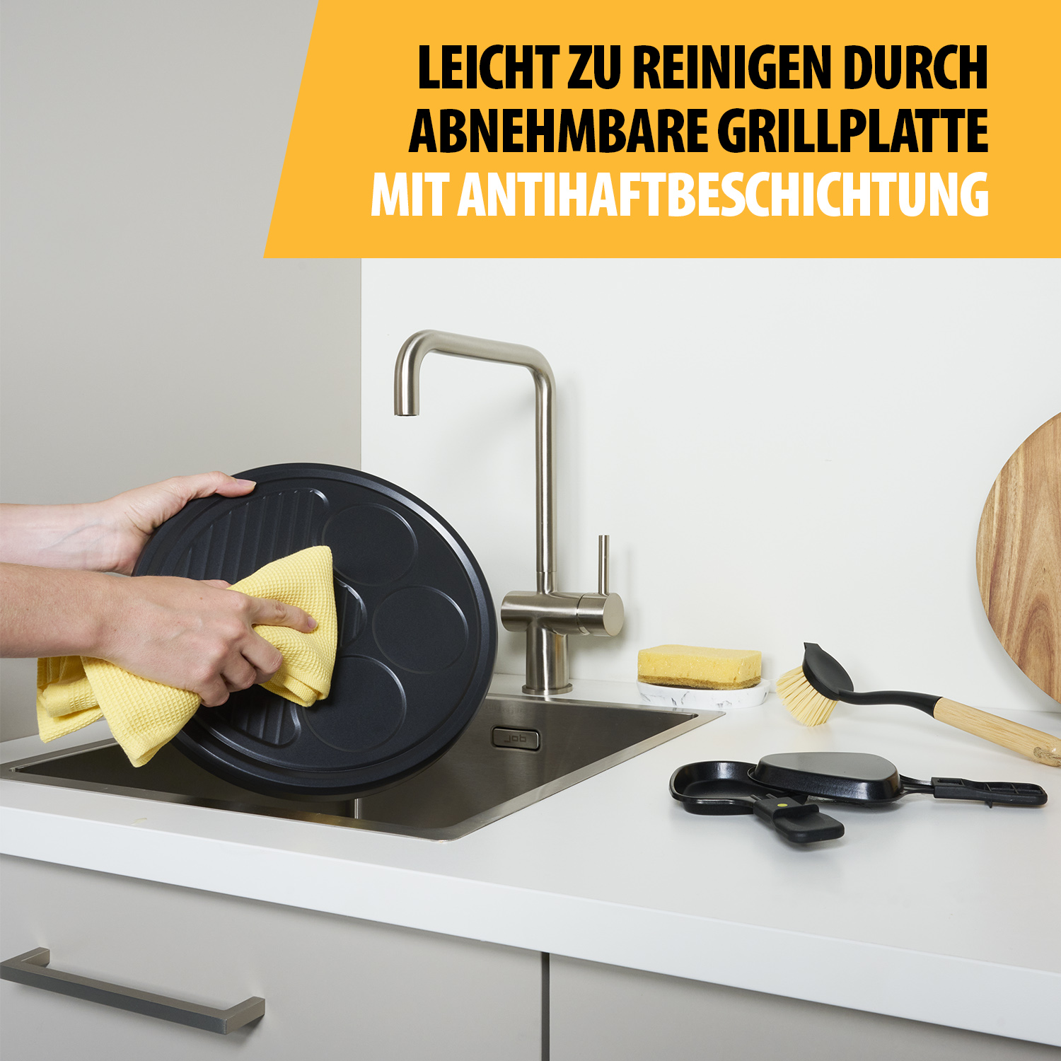 TRISTAR Raclette RA-2998, 6 Personen, 800 W, Grillplatte mit Crepe-Bereich