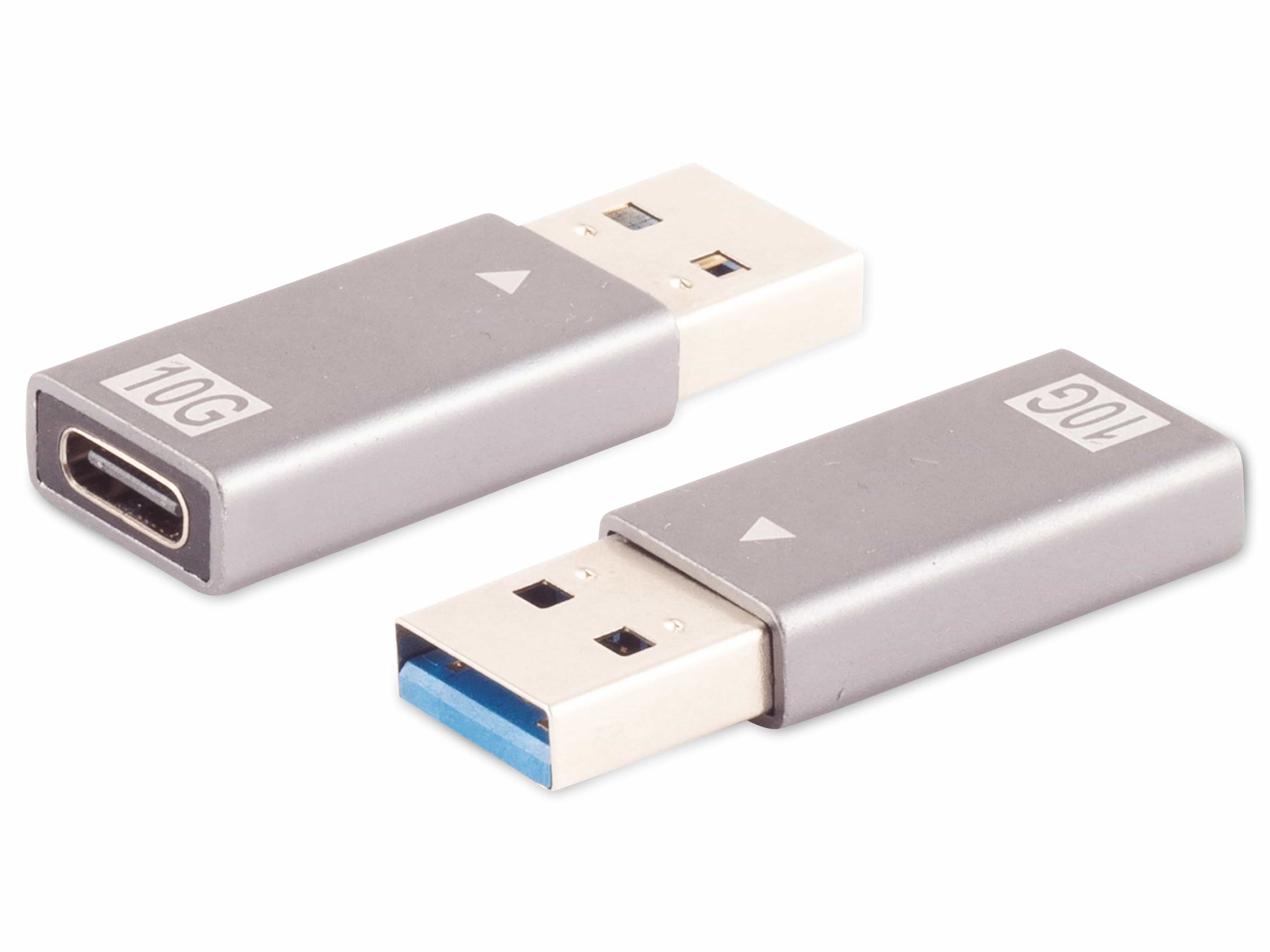 USB-A Adapter, USB-C Buchse, 3.1, 10 Gbps, Metall