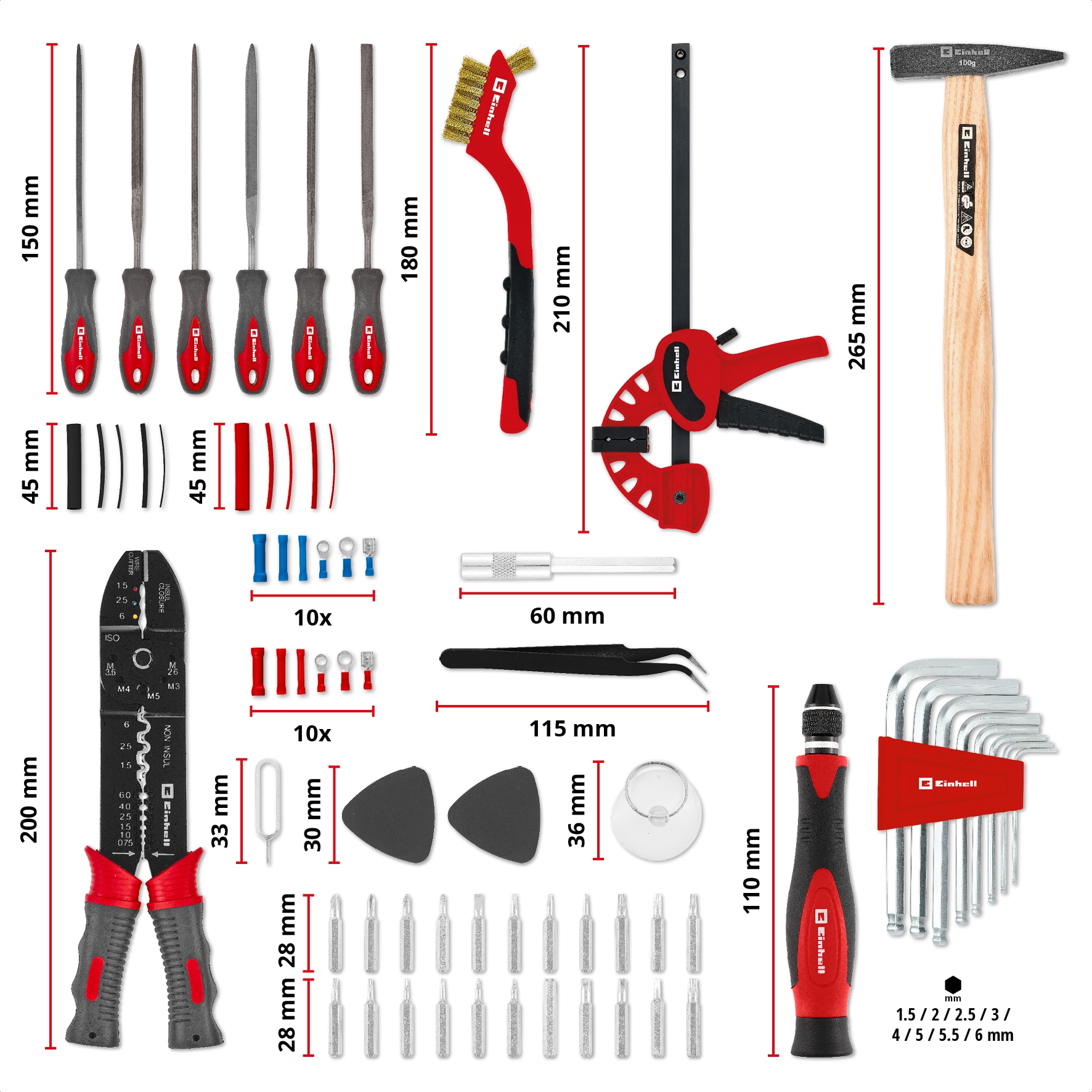 EINHELL Werkzeugkoffer Hobby, 370512, E-Case, 153-teilig