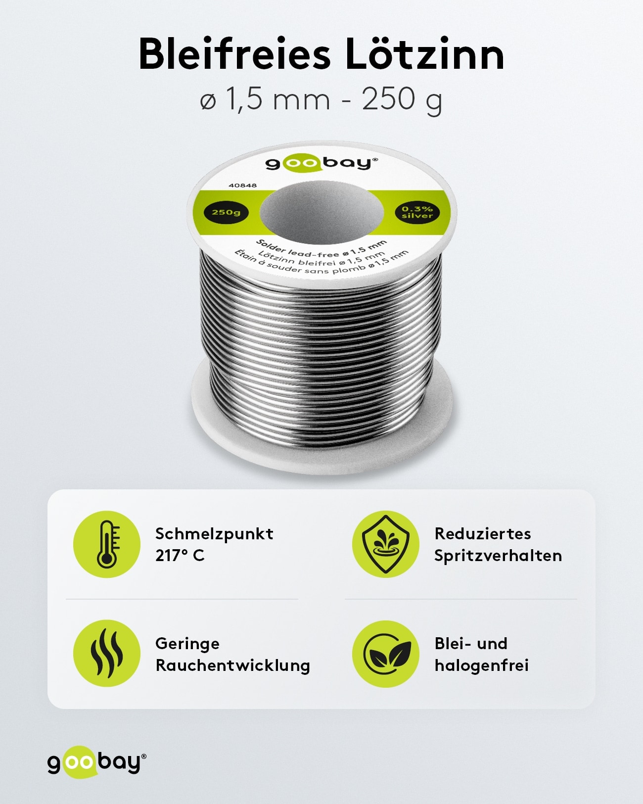 GOOBAY Lötzinn Essential, 250 g, Ø 1,5 mm GOOBAY Lötzinn Essential, 250 g, Ø 1,5 mm