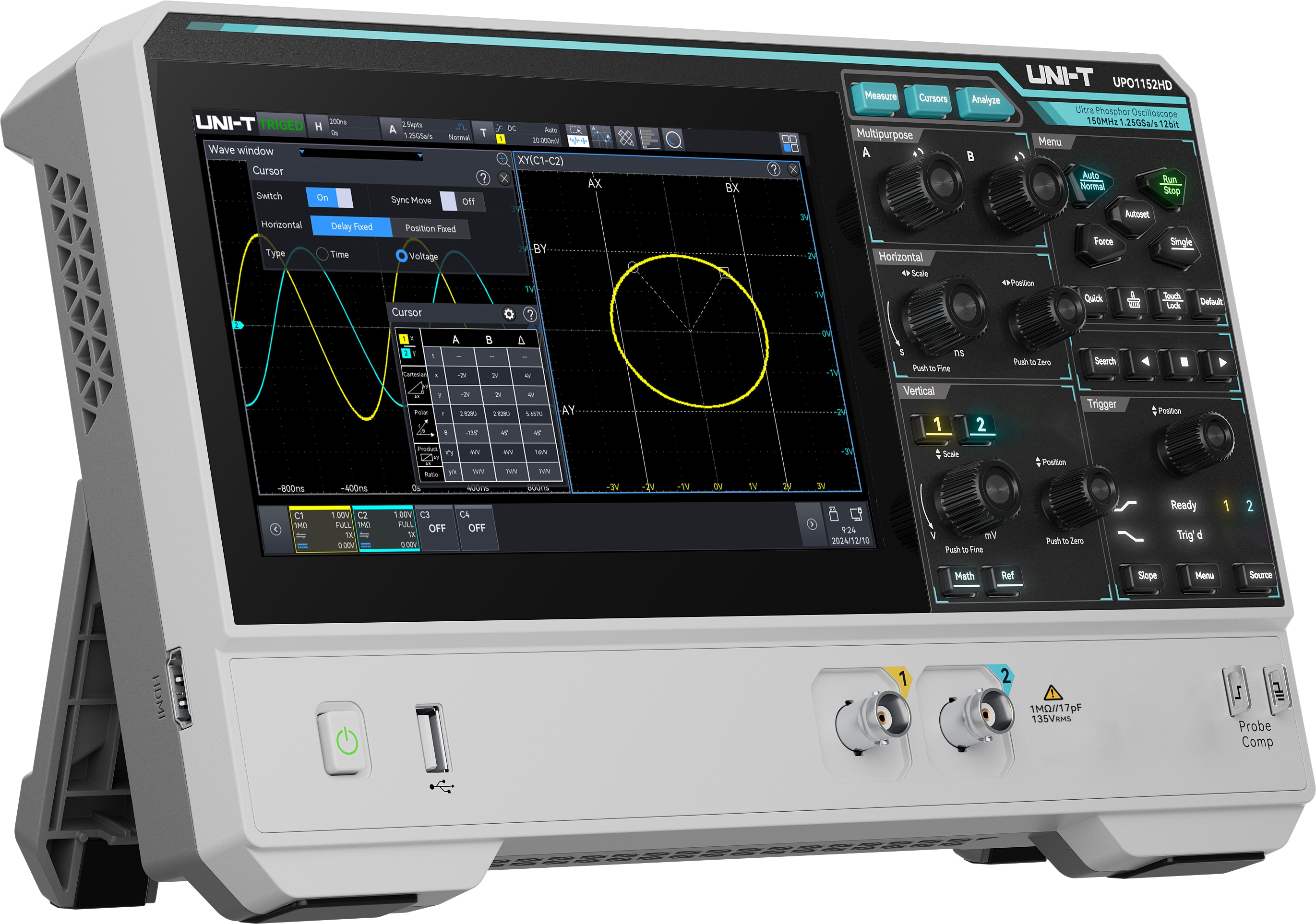UNI-T Oszilloskop UPO1152HD, 2 Kanäle, 1,25 GS/s, 150 MHz