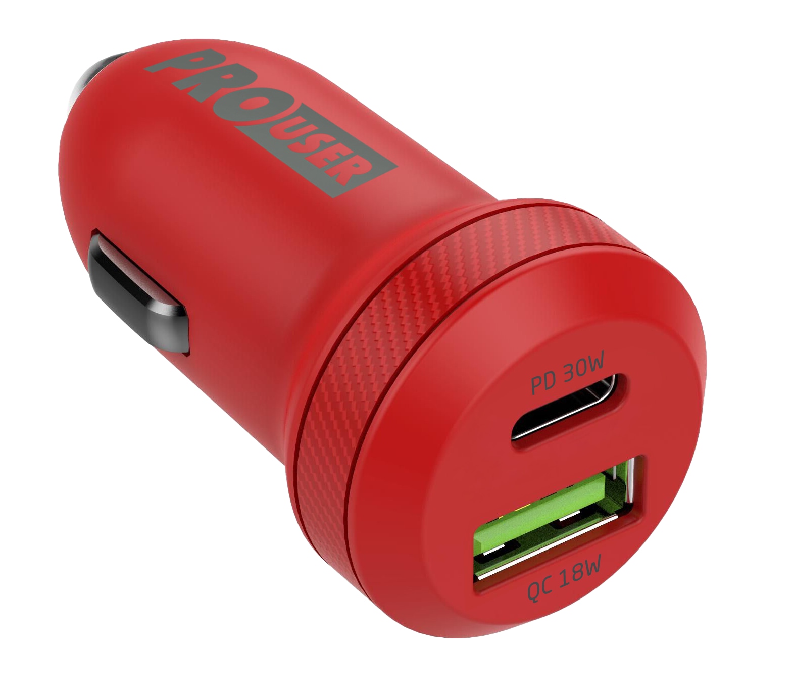 PROUSER Dual KFZ USB-Lader 20163, USB-C u. USB-A (QCPD2B), rot