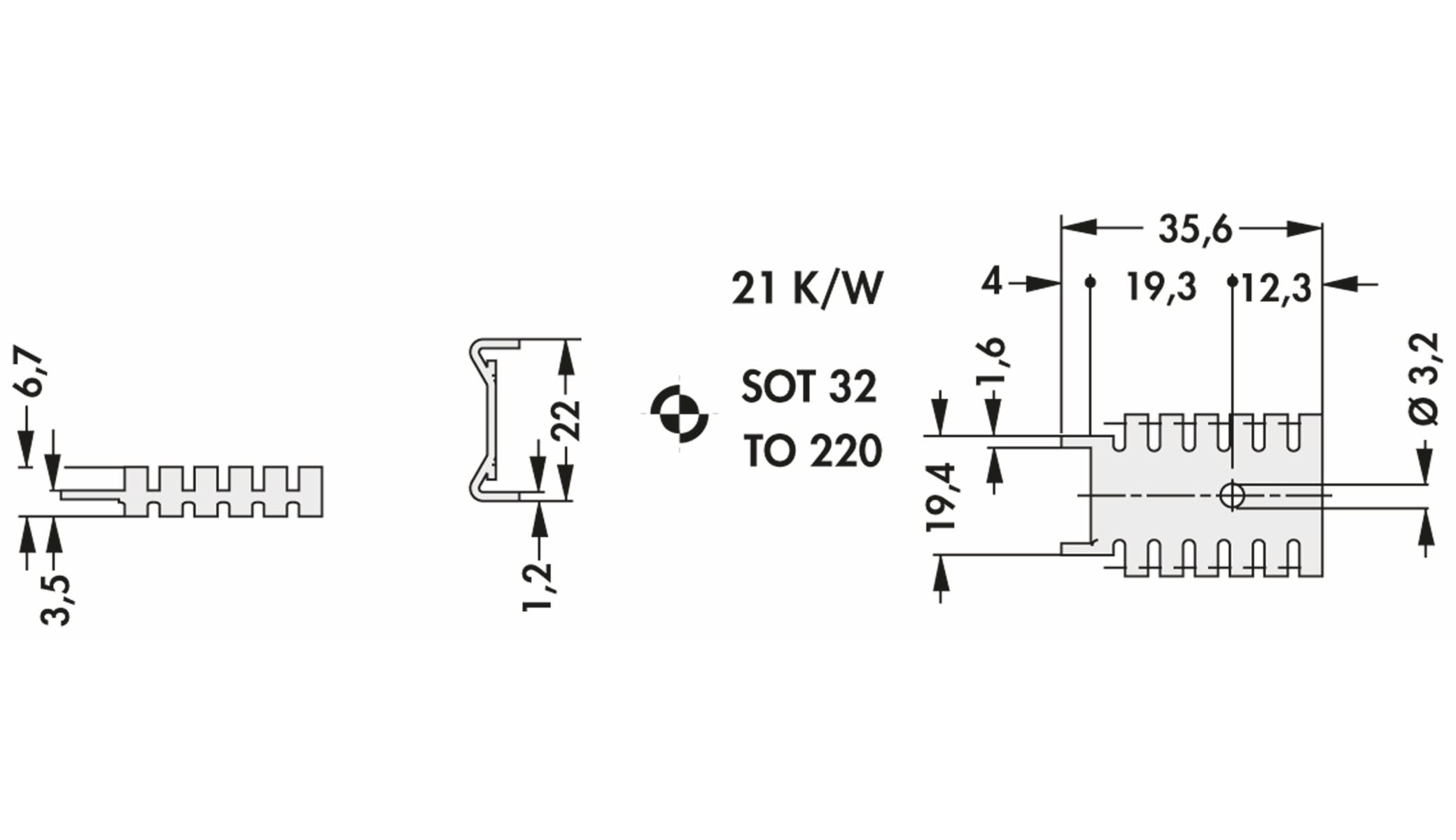 FISCHER ELEKTRONIK Kühlkörper, FK 218 SA32, Fingerkühlkörper, schwarz, Aluminium