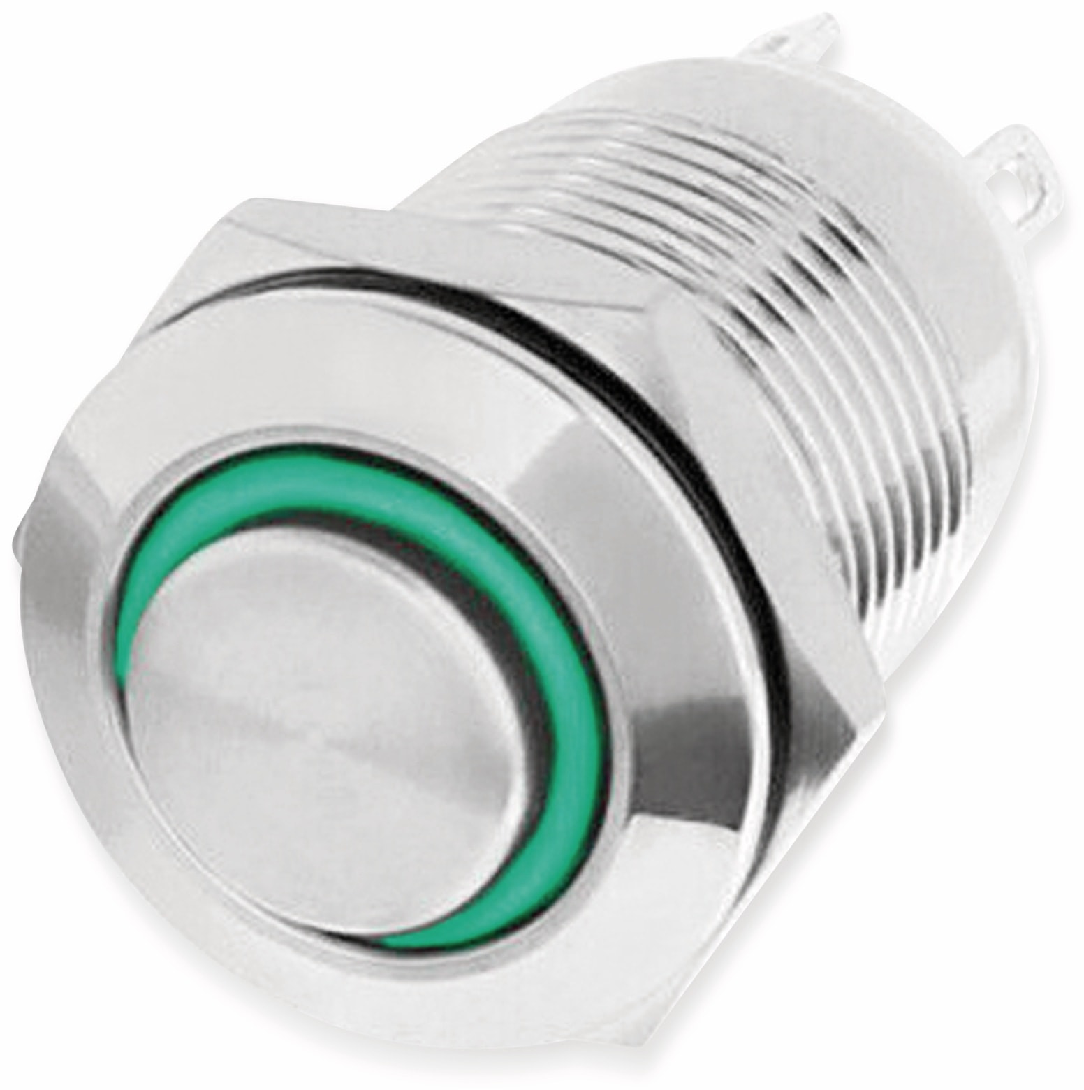 LED-Druckschalter, Ringbeleuchtung grün 12 V, Ø12 mm, 2 A/48 V