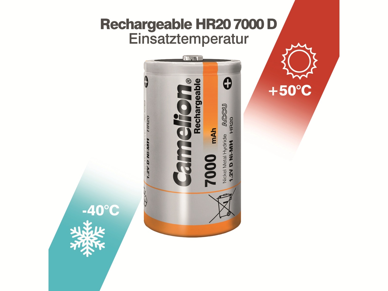 CAMELION NiMH-Mono-Akku 7000 mAh, 2 Stück CAMELION NiMH-Mono-Akku 7000 mAh, 2 Stück