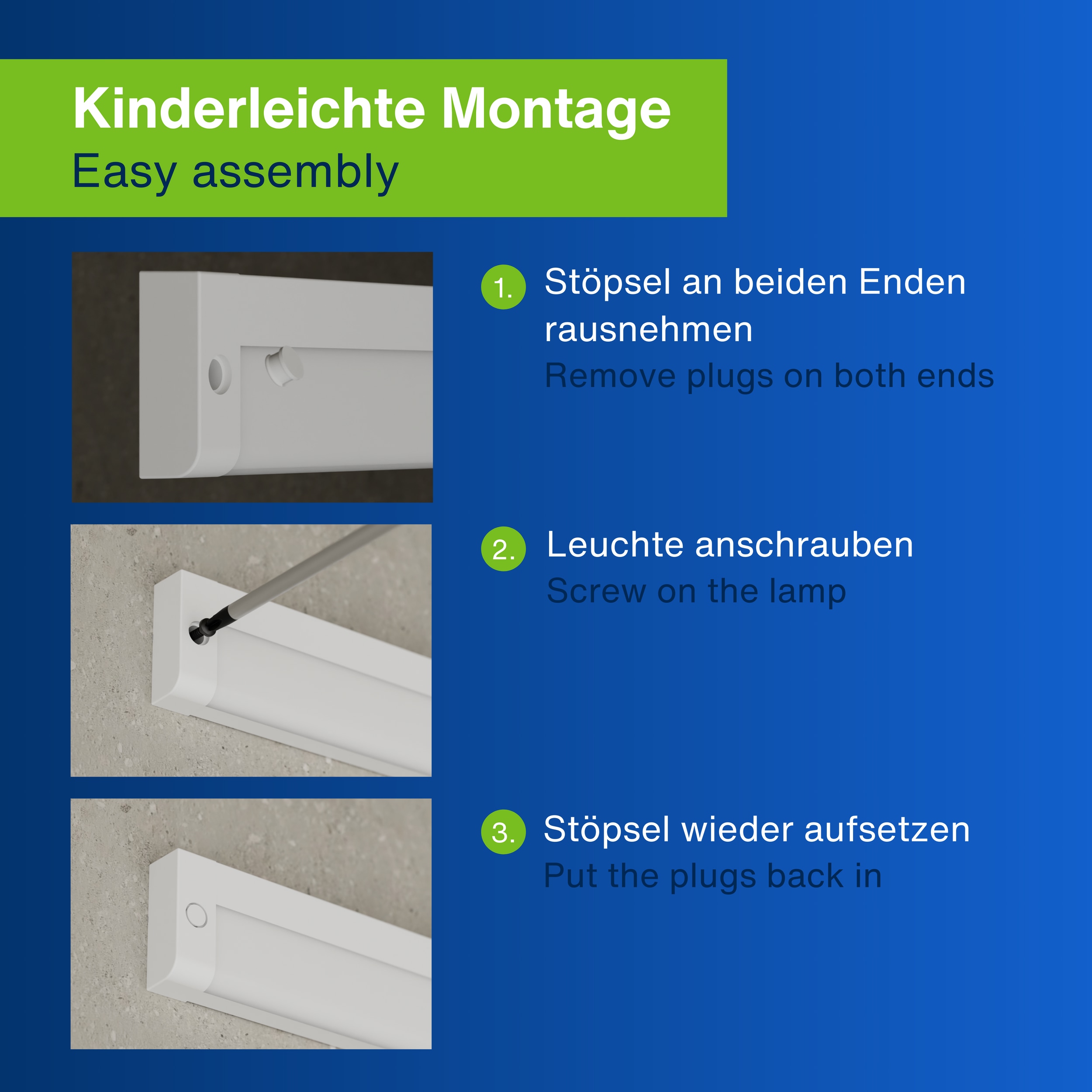 REV LED-Unterbauleuchte, 4W, 3000K, 300lm, warmweiß, IP20, 30 cm