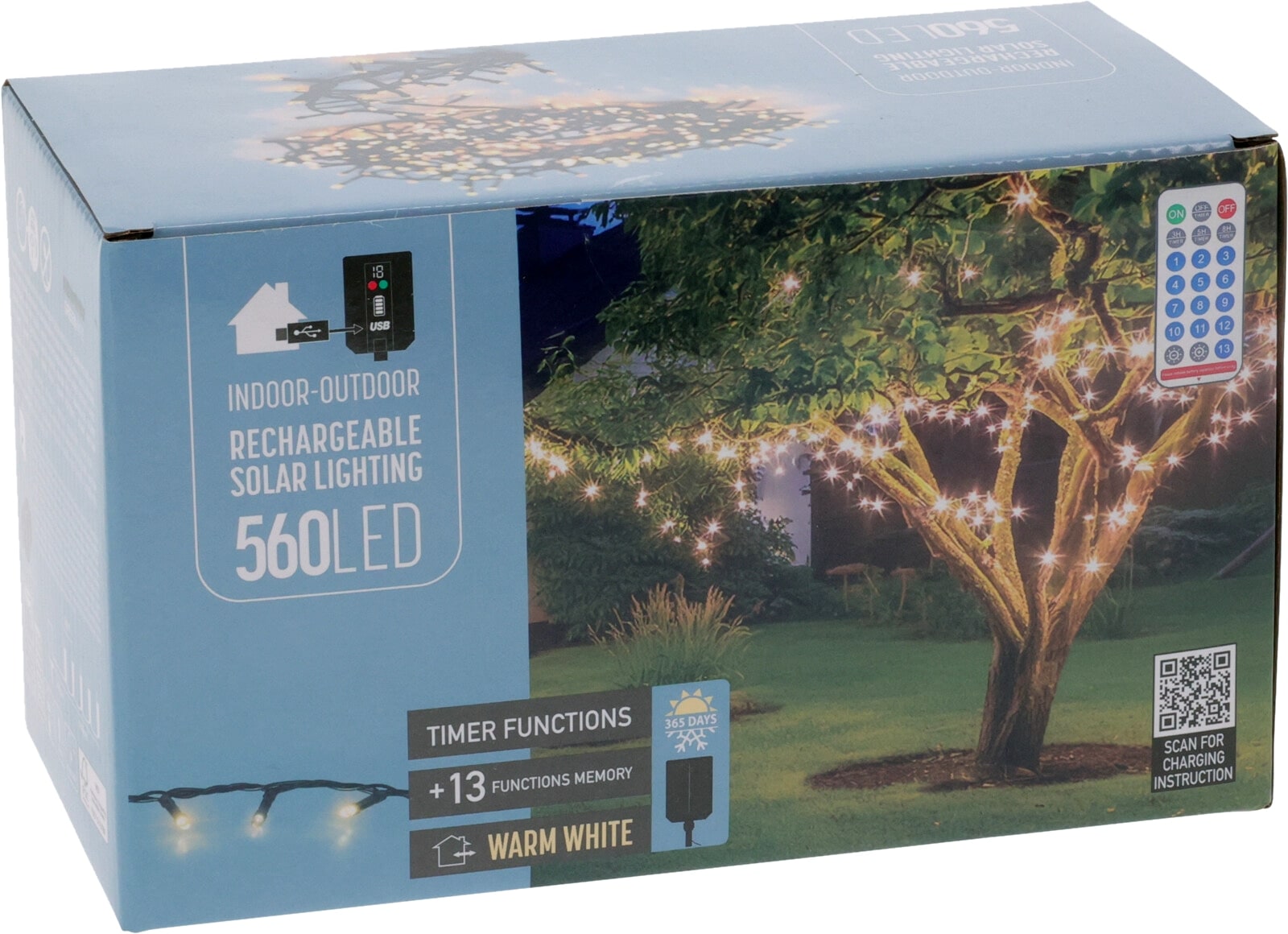 Solar LED-Lichterkette, 560 LEDs, warmweiß, 14,20m, 13 Funktionen, Innen/Außen KOOPMAN Solar LED-Lichterkette, 560 LEDs, warmweiß, 14,20m, 13 Funktionen, Innen/Außen