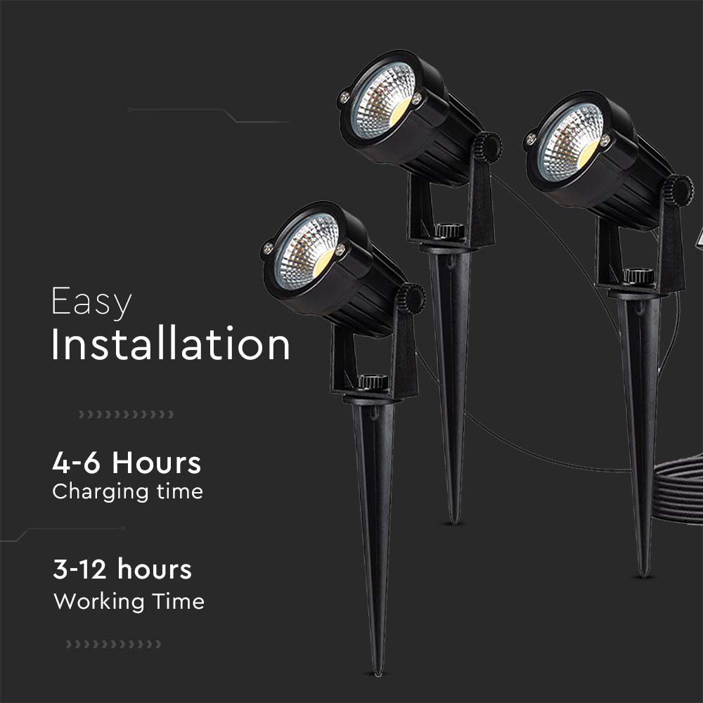 V-TAC Solar LED-Gartenleuchten-Set VT-11031, 3x 1,2 W, 3000 K, IP65 V-TAC Solar LED-Gartenleuchten-Set VT-11031, 3x 1,2 W, 3000 K, IP65
