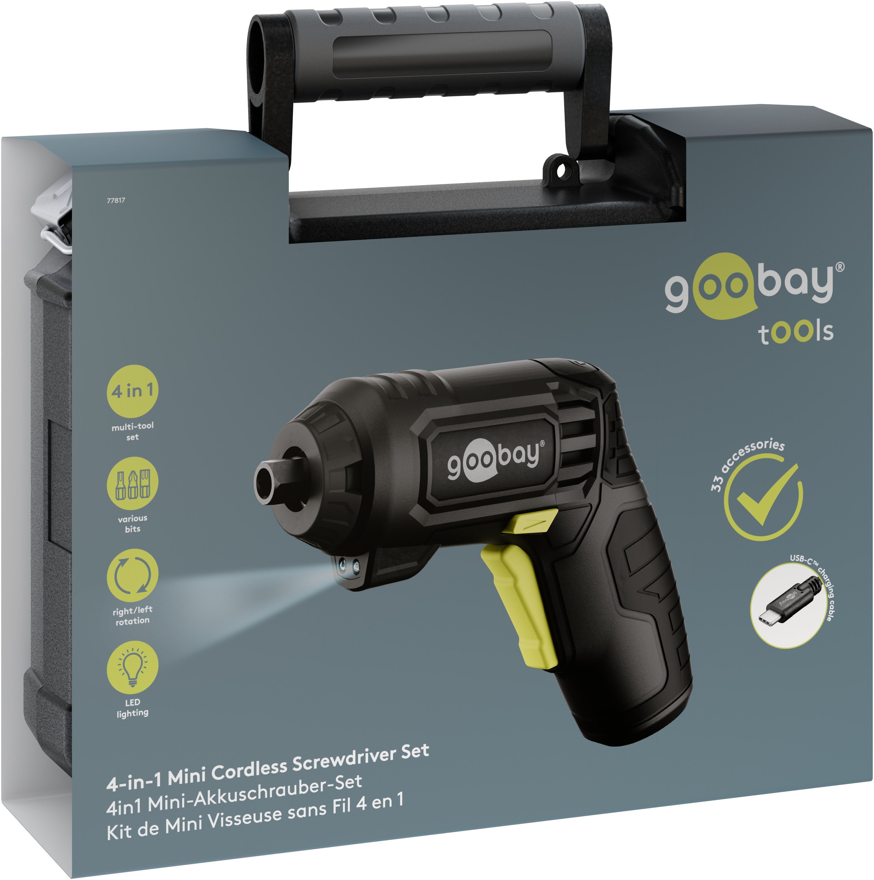 GOOBAY TOOLS 4in1 Mini-Akkuschrauber-Set, 77817, 35-teilig
