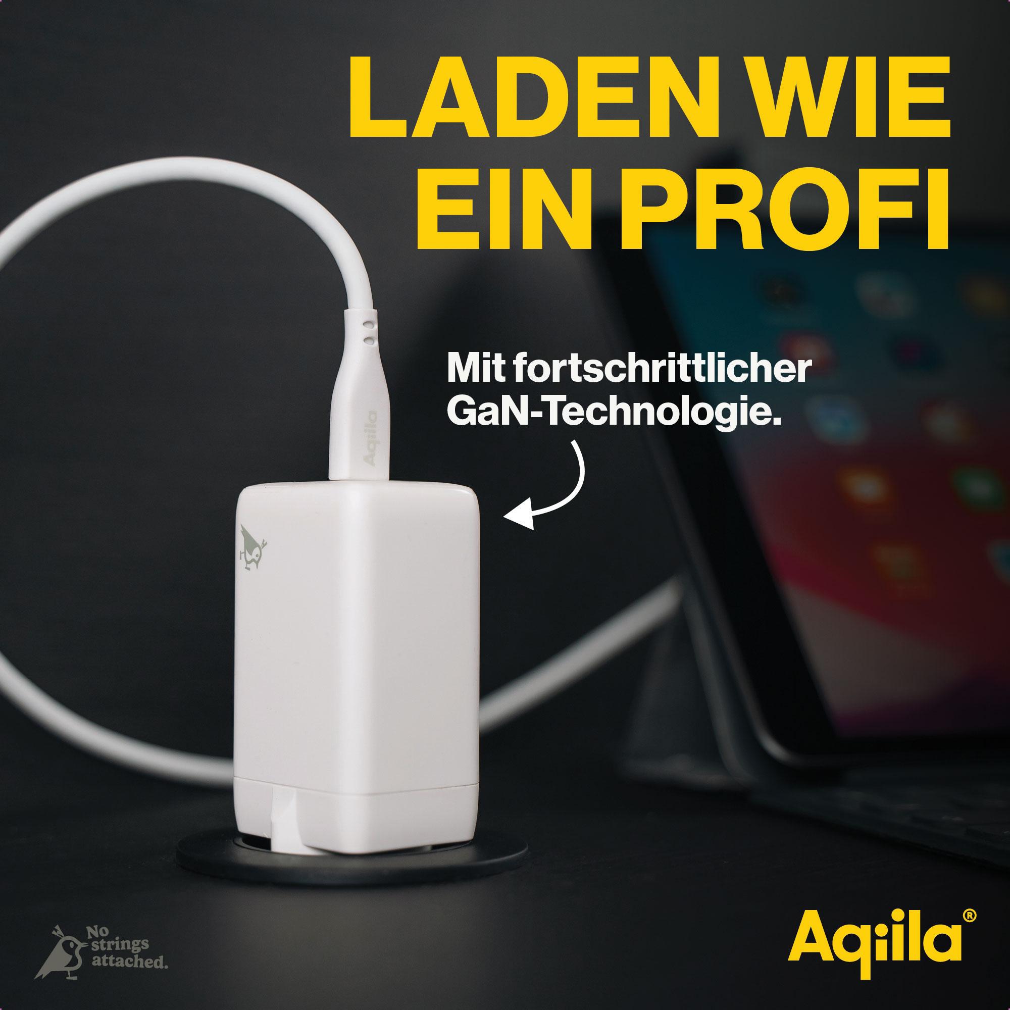 AQIILA USB-Lader Chargebird W3, 65 W, 3-fach, 2x USB-C, 1x USB-A