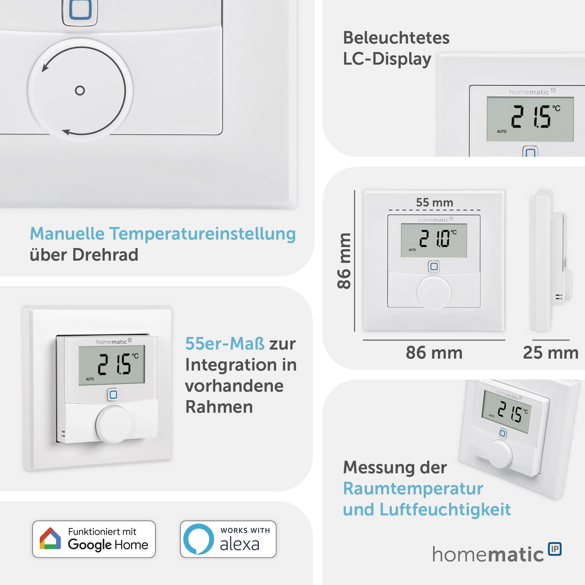 HOMEMATIC IP 156669A0, Wandthermostat mit Luftfeuchtigkeitssensor