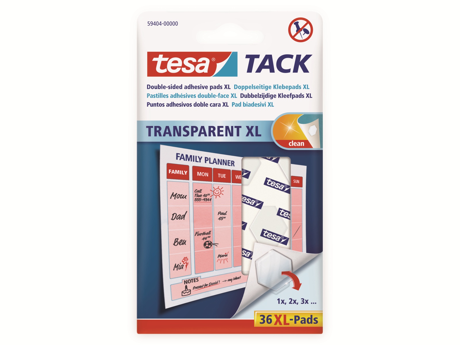 TESA Tack® Doppelseitige Klebepads XL, 36 Stück, 59404-00000-00 TESA Tack® Doppelseitige Klebepads XL, 36 Stück, 59404-00000-00