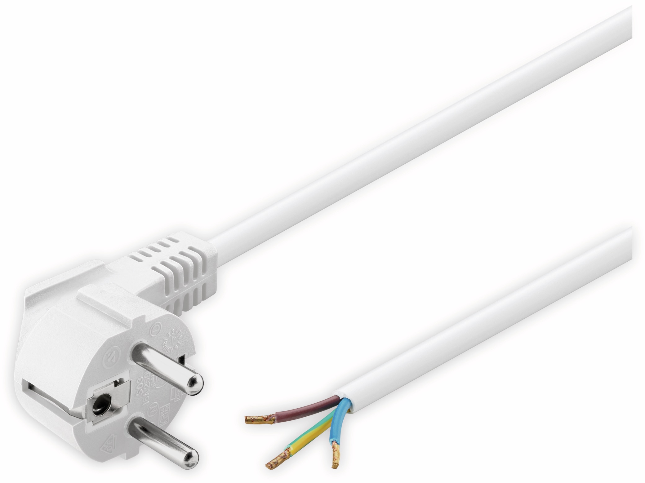 GOOBAY Netzkabel, 3x1mm², weiß, 3m, offenes Ende, Winkelstecker GOOBAY Netzkabel, 3x1mm², weiß, 3m, offenes Ende, Winkelstecker