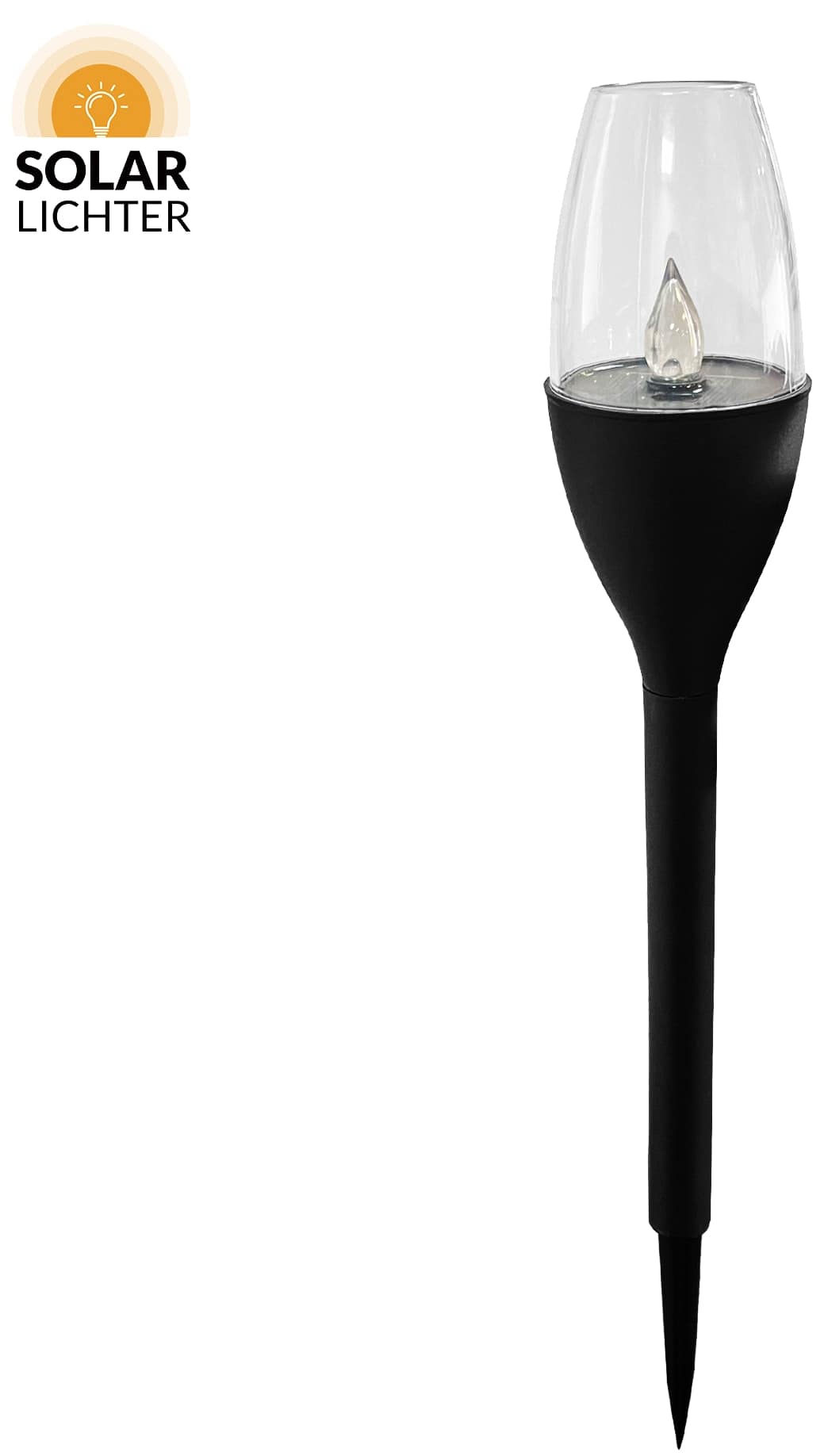 SOLAR LICHTER Solar LED-Akku Kerzenlicht, 1800 K, Erdspieß, schwarz