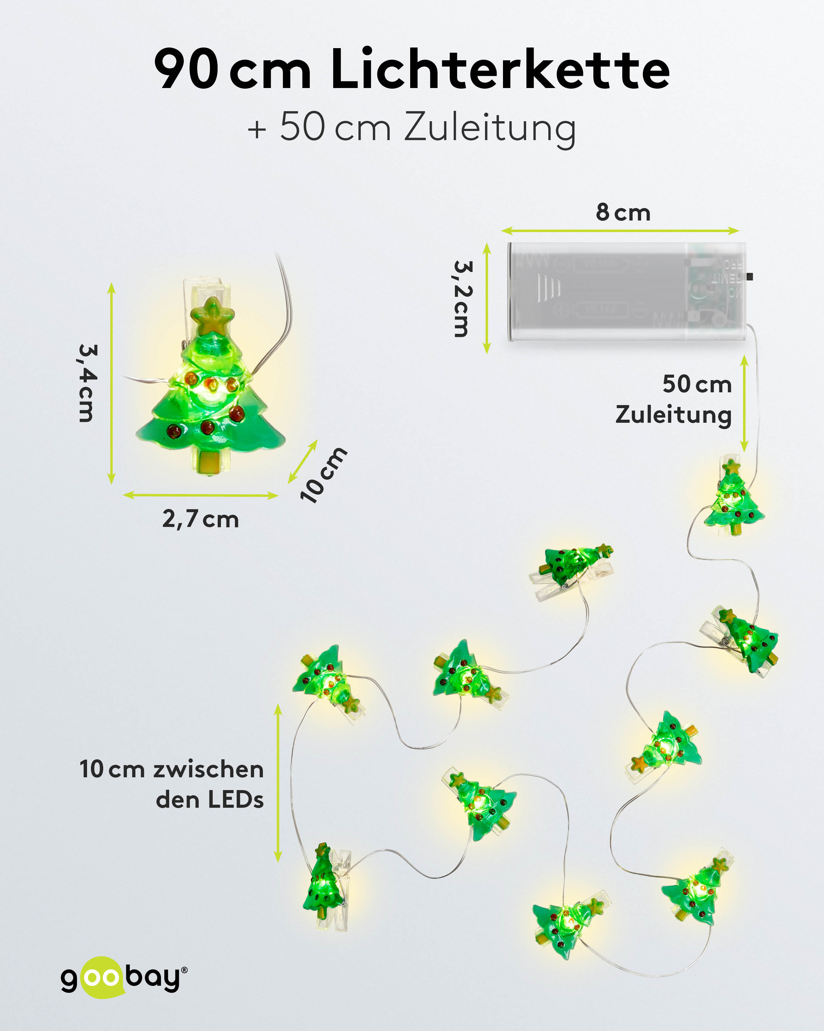 GOOBAY LED-Fotoclips-Lichterkette "Tannenbaum", Timerfunktion, 10 LEDs, 140 cm GOOBAY LED-Fotoclips-Lichterkette "Tannenbaum", Timerfunktion, 10 LEDs, 140 cm