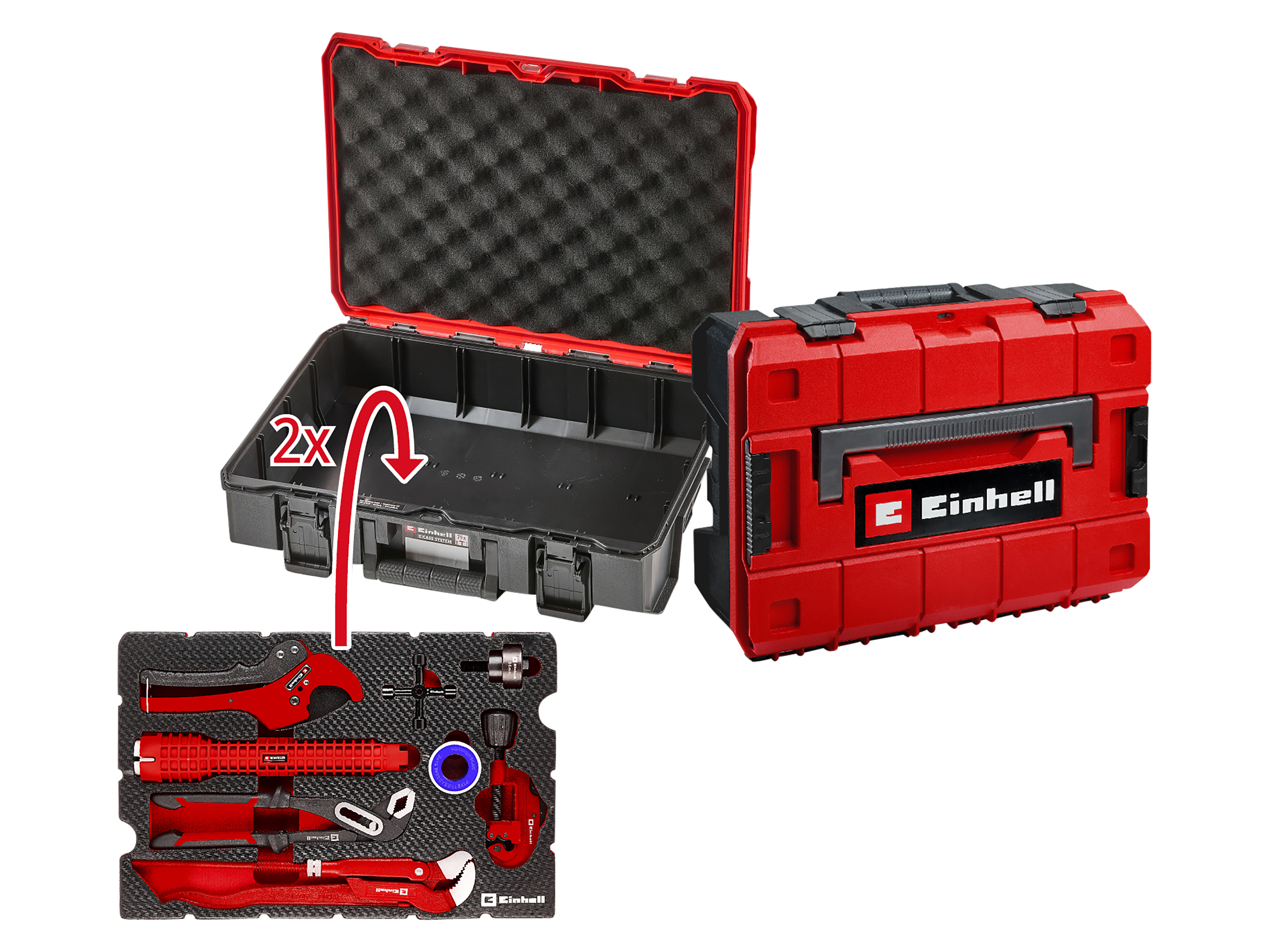 EINHELL E-Case-Einleger Sanitärinstallation Klempner-Set, 370527, 8-teilig
