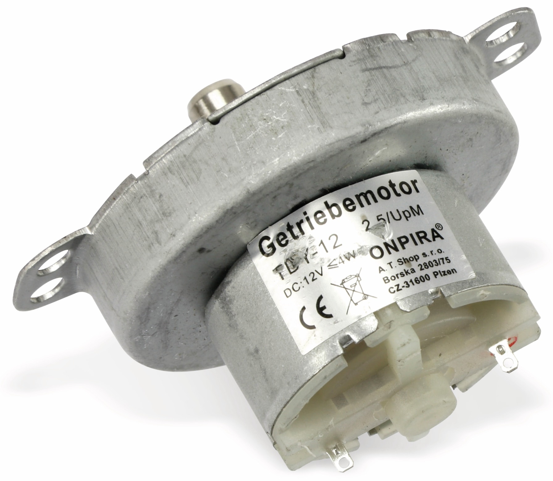 Getriebemotor TDY-12, 12V-, 2,5U/min, Ø 50mm, Welle 7x12mm