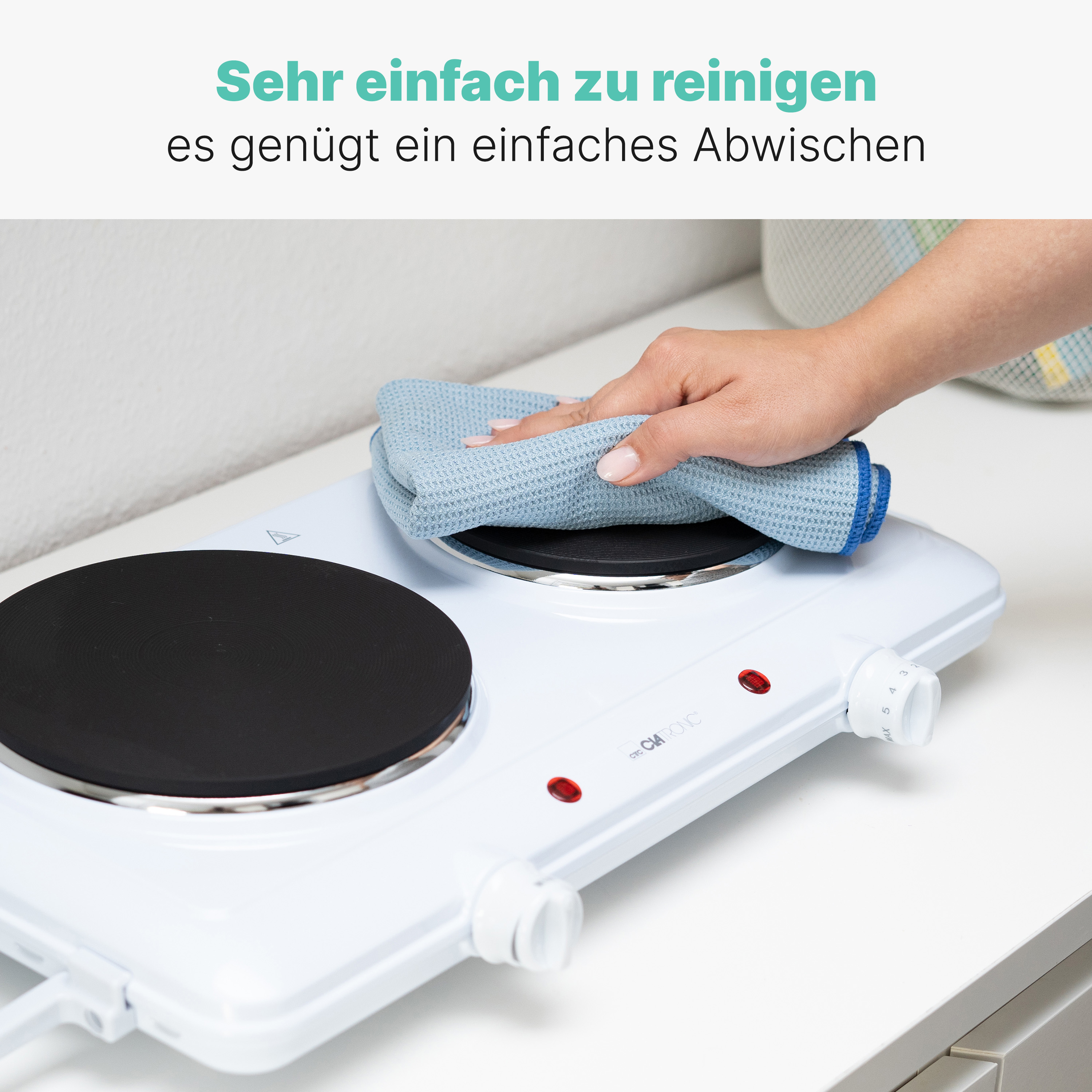 CLATRONIC Doppelkochplatte DKP 3583, 1x Ø180mm, 1500W, 1x Ø150mm, 1000W, weiß
