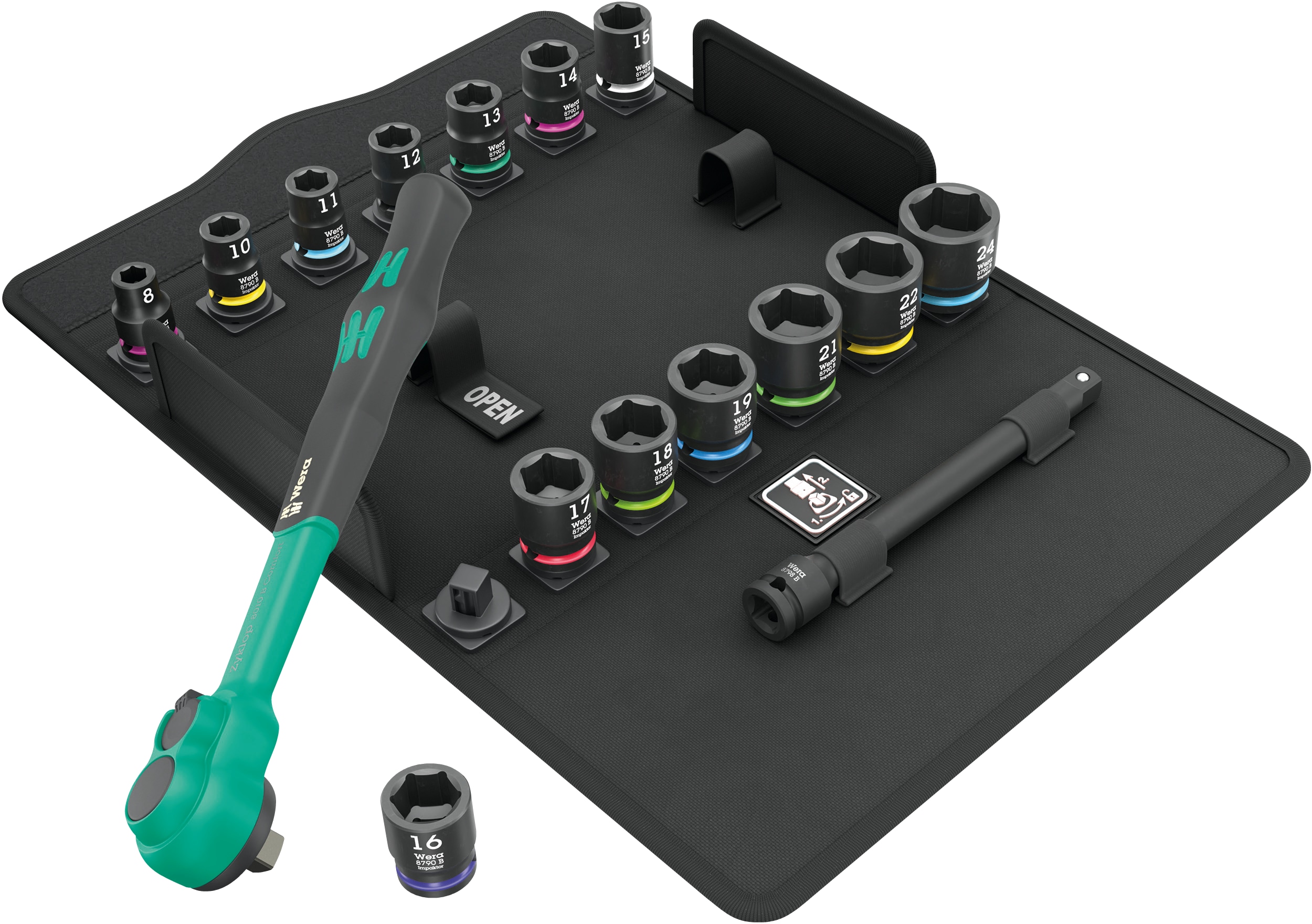 WERA Ratschen-Satz, 05005530001, 8100 SB 12 Zyklop Comfort Knarrensatz, 3/8", 16-teilig WERA Ratschen-Satz, 05005530001, 8100 SB 12 Zyklop Comfort Knarrensatz, 3/8", 16-teilig