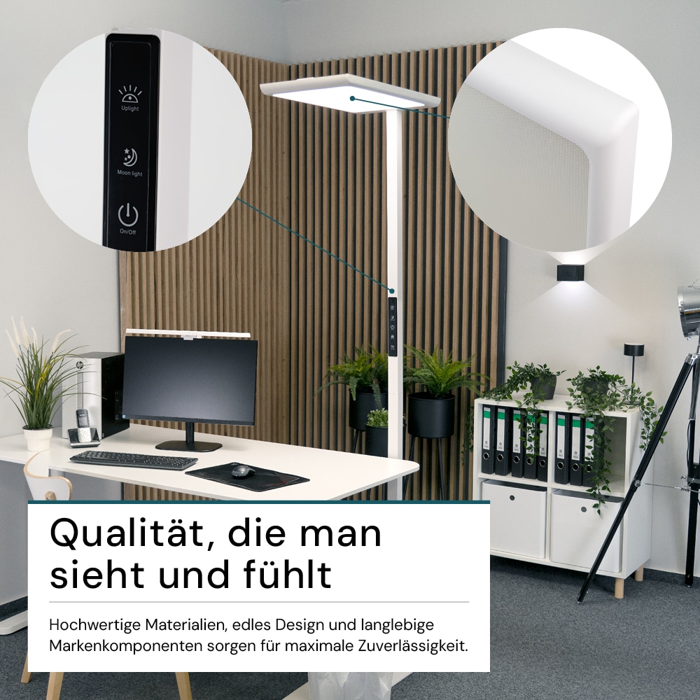 LUXULA LED-Büro-Stehleuchte, Up/Down, 100W, 4000K, EEK: F, 7000lm, IP20, dimmbar, weiß