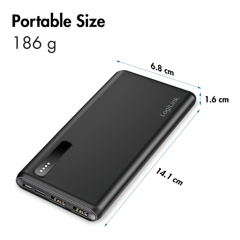 LOGILINK Powerbank PA0311 schwarz, 8000 mAh, 2x USB-A, 2-in-1-Kabel LOGILINK Powerbank PA0311 schwarz, 8000 mAh, 2x USB-A, 2-in-1-Kabel