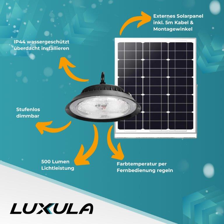 LUXULA Solar LED-Hängeleuchte, CCT, 40 W, 500 lm