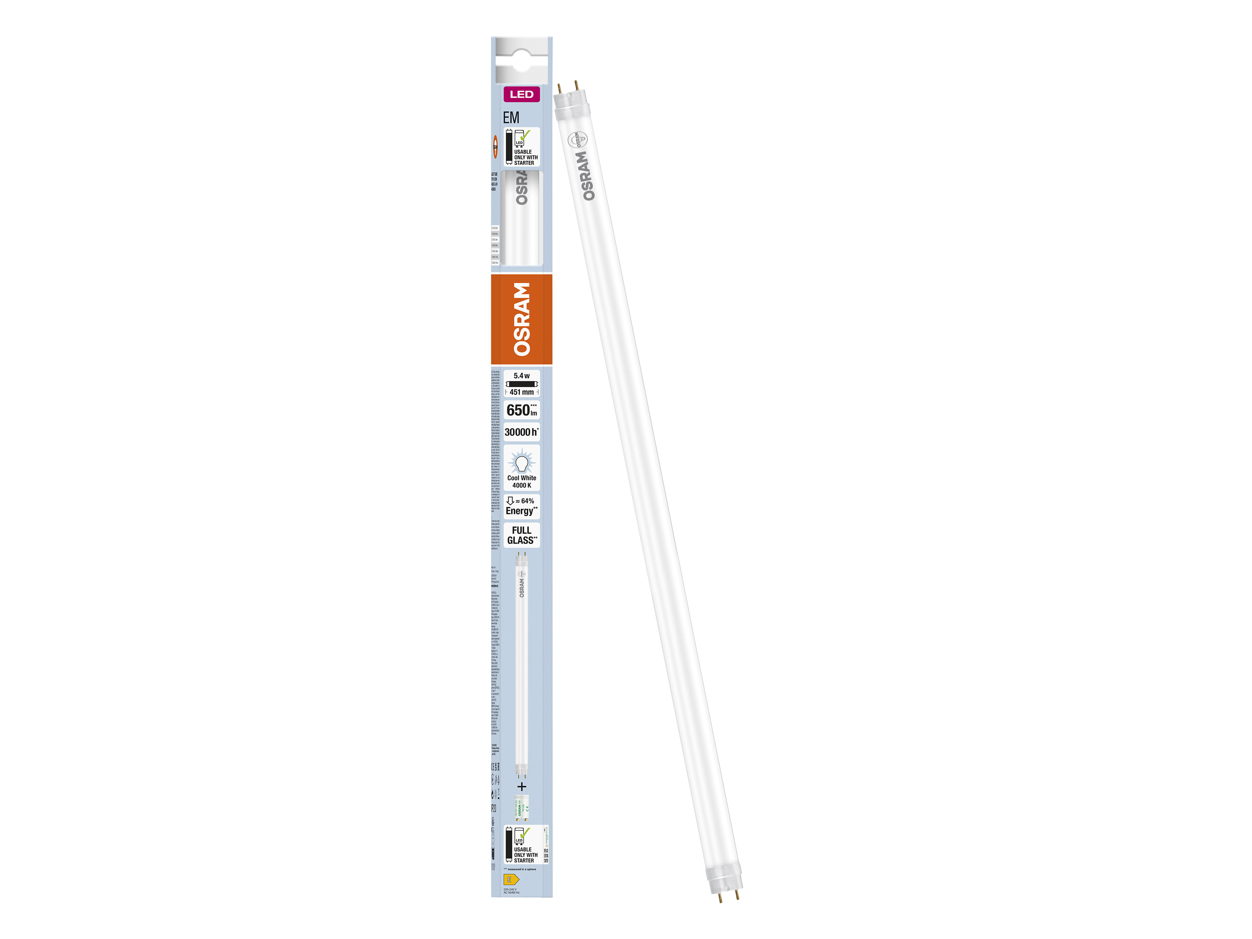 OSRAM LED-Röhre, T8, 438mm, G13, EEK: E, 5,4W, 650lm, 4000K