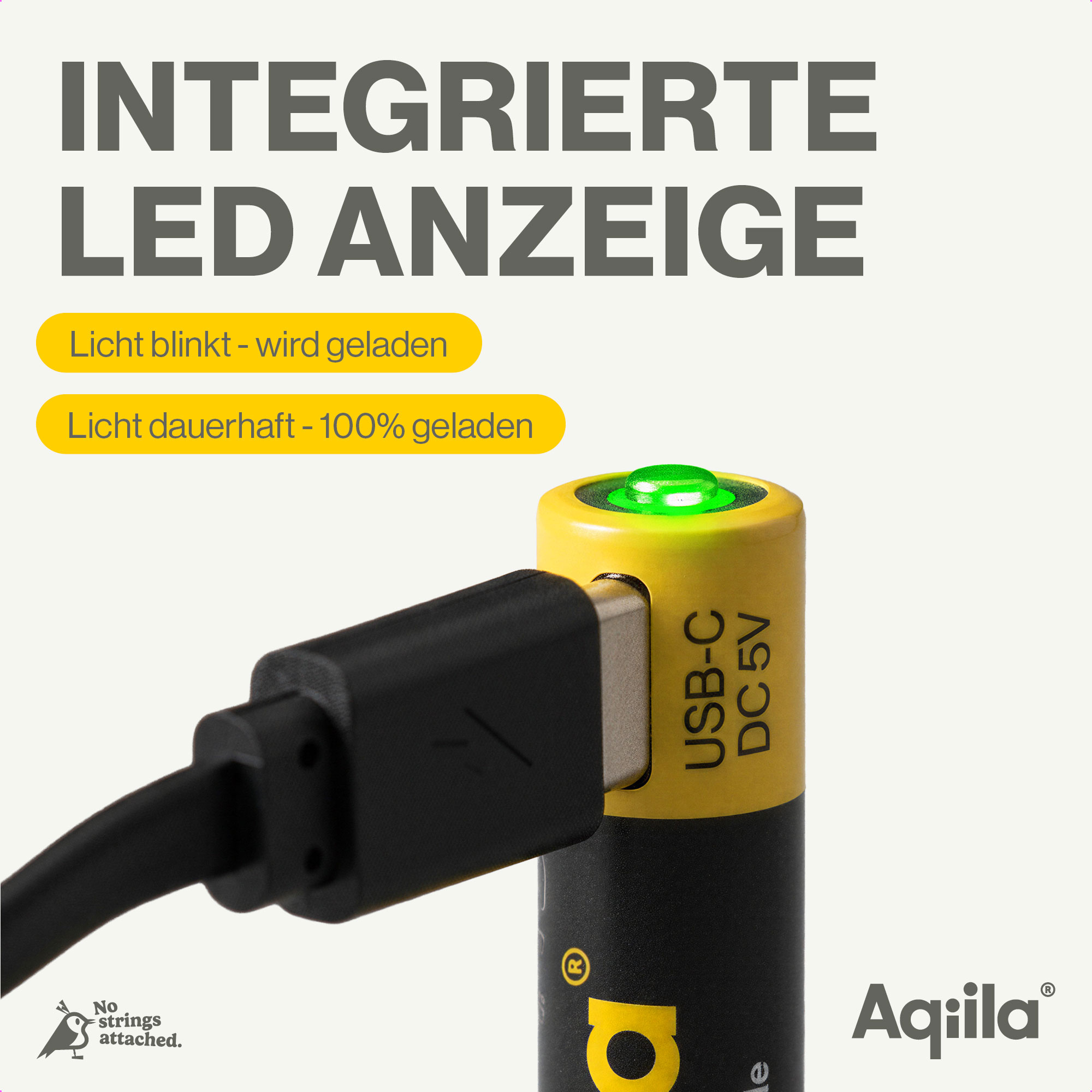 Li-lon-Akku AQILLA, AAA, USB-C, 1,5 V, 4er Pack