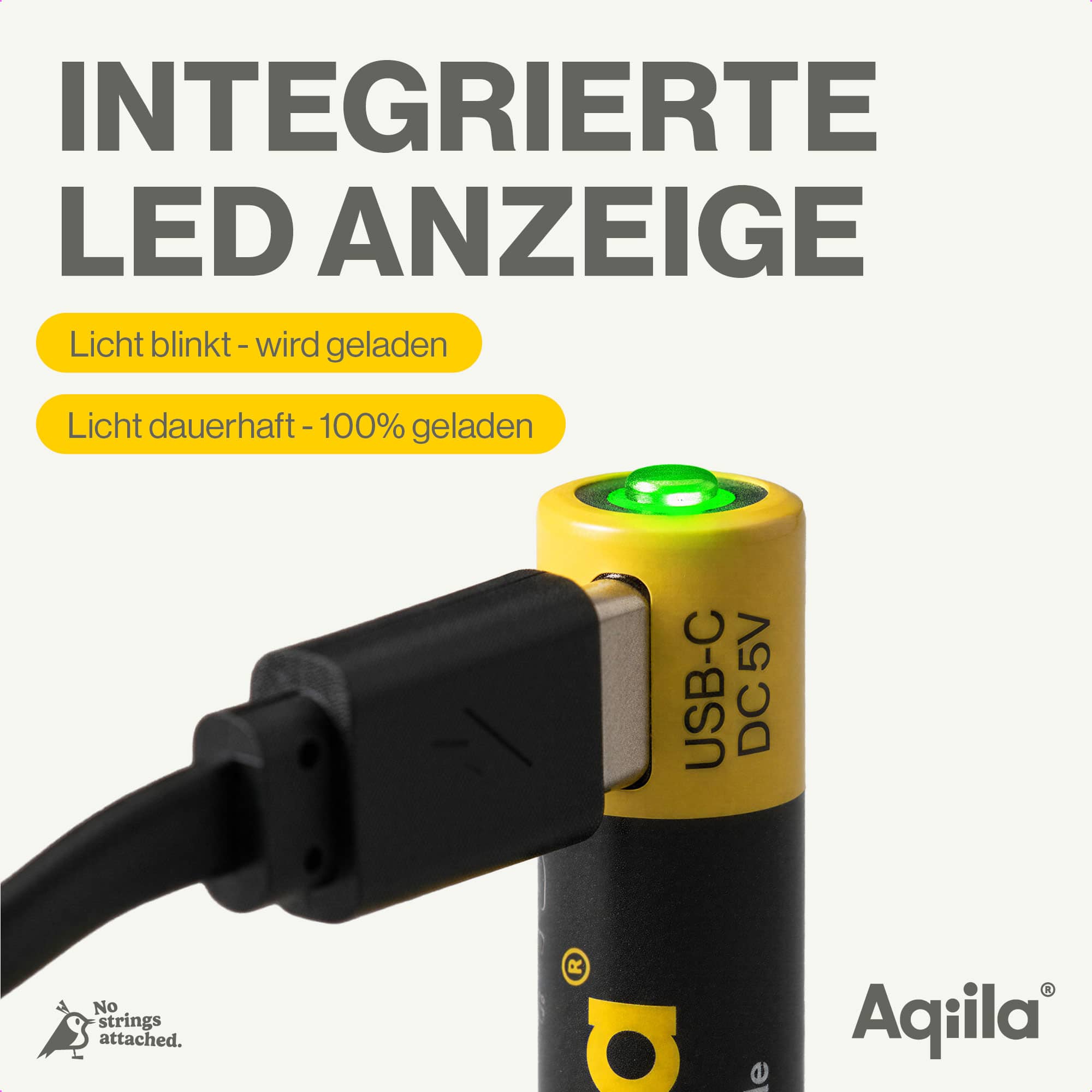 Li-lon-Akku AQILLA, AAA, USB-C, 1,5 V, 4er Pack