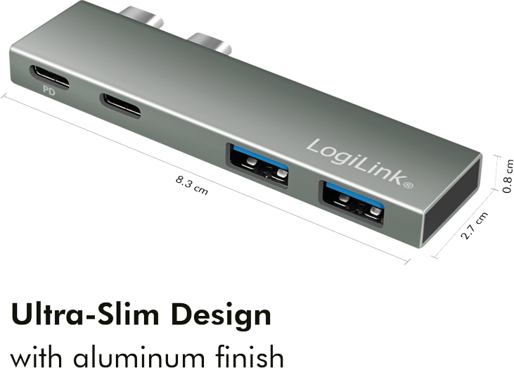 LOGILINK USB 3.2 Dockingstation UA0399, Gen2x2, 4-Port, PD, silber
