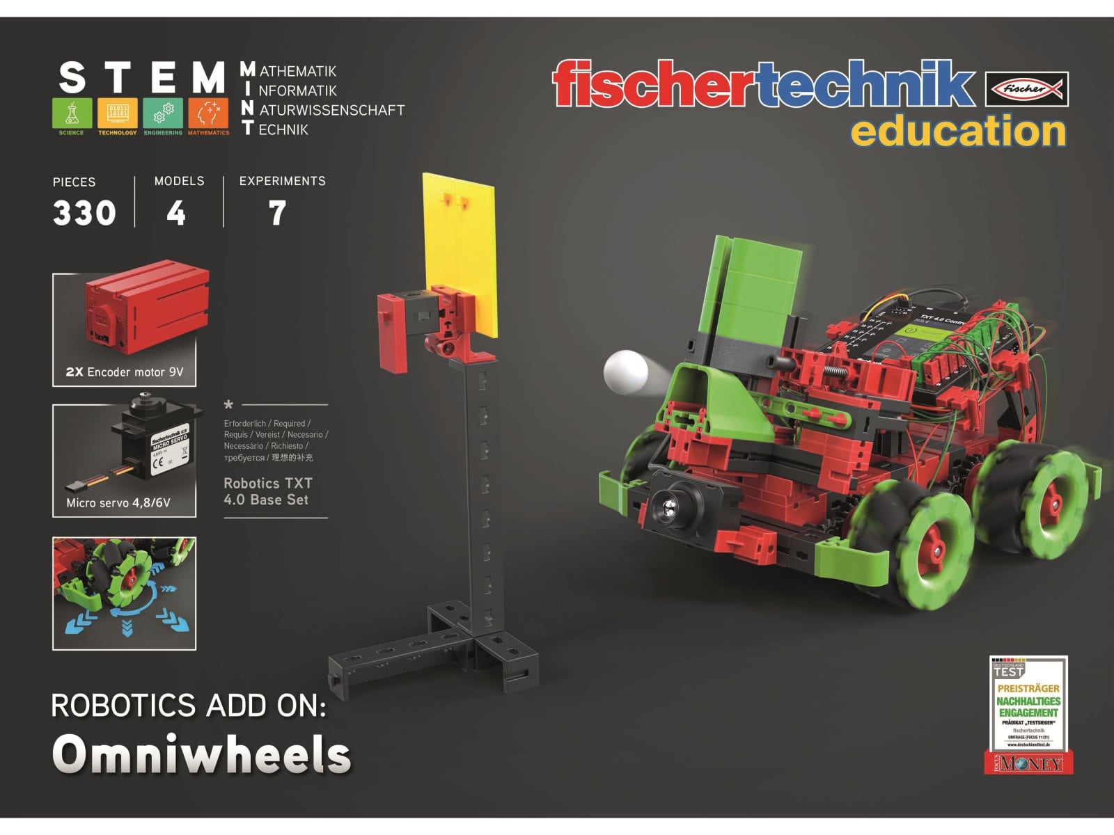 FISCHERTECHNIK Education, 559898, ROBOTICS Add On: Omniwheels