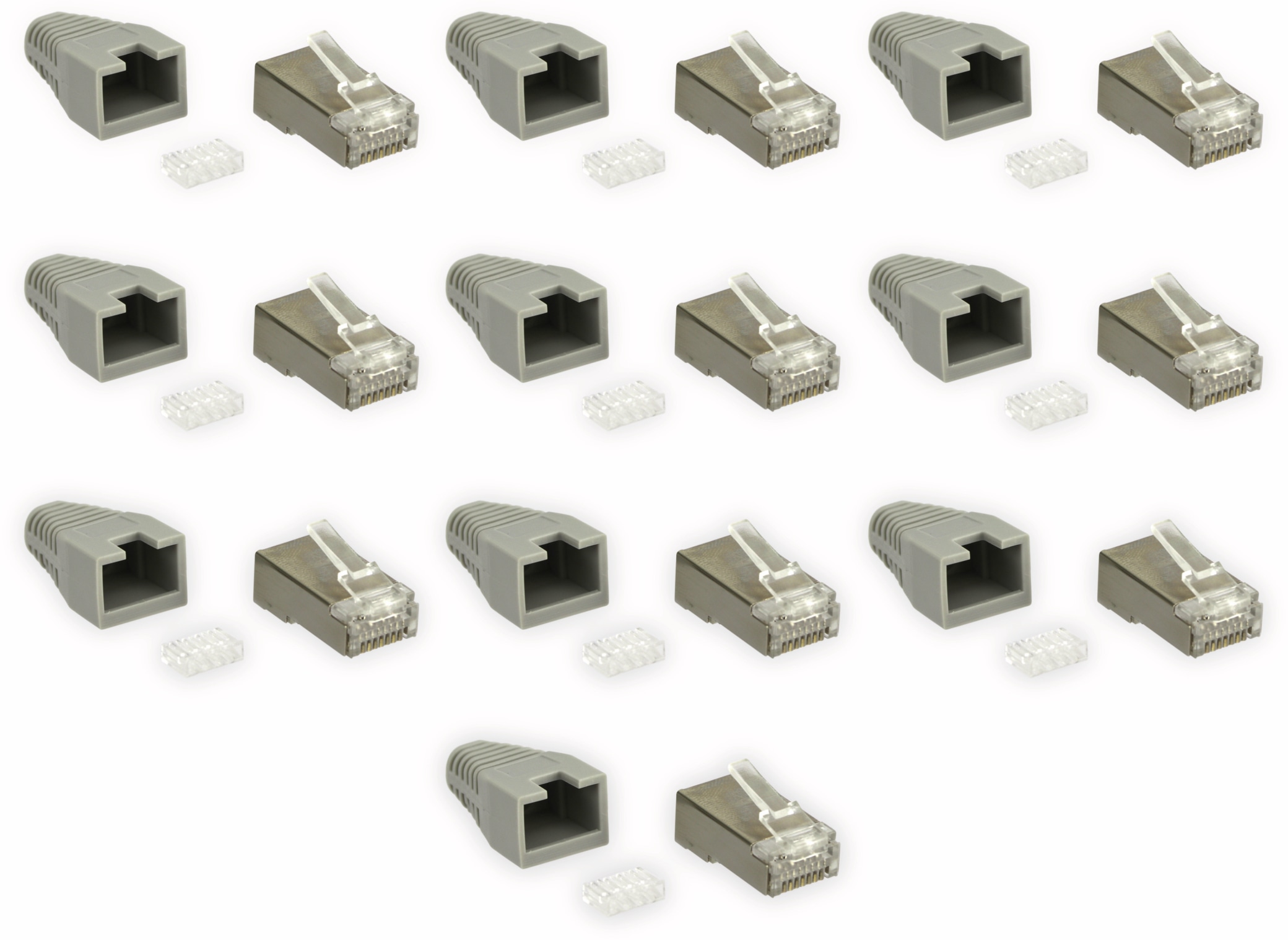 S-IMPULS CAT.6 RJ45-Stecker mit Führungskamm, grau, 10 Stück