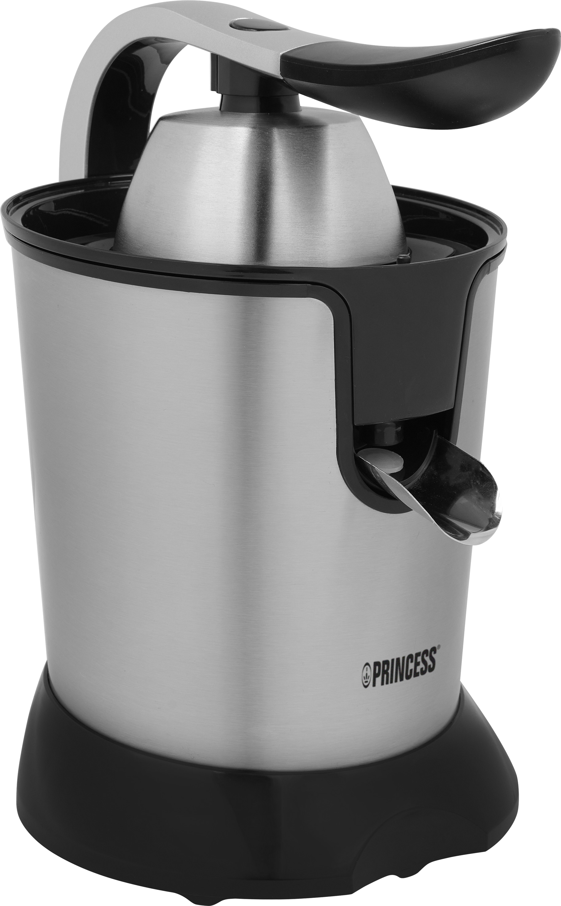PRINCESS Edelstahl-Zitrusfruchtpresse, 2 Presskegel, mit Filter, 100 W PRINCESS Edelstahl-Zitrusfruchtpresse, 2 Presskegel, mit Filter, 100 W