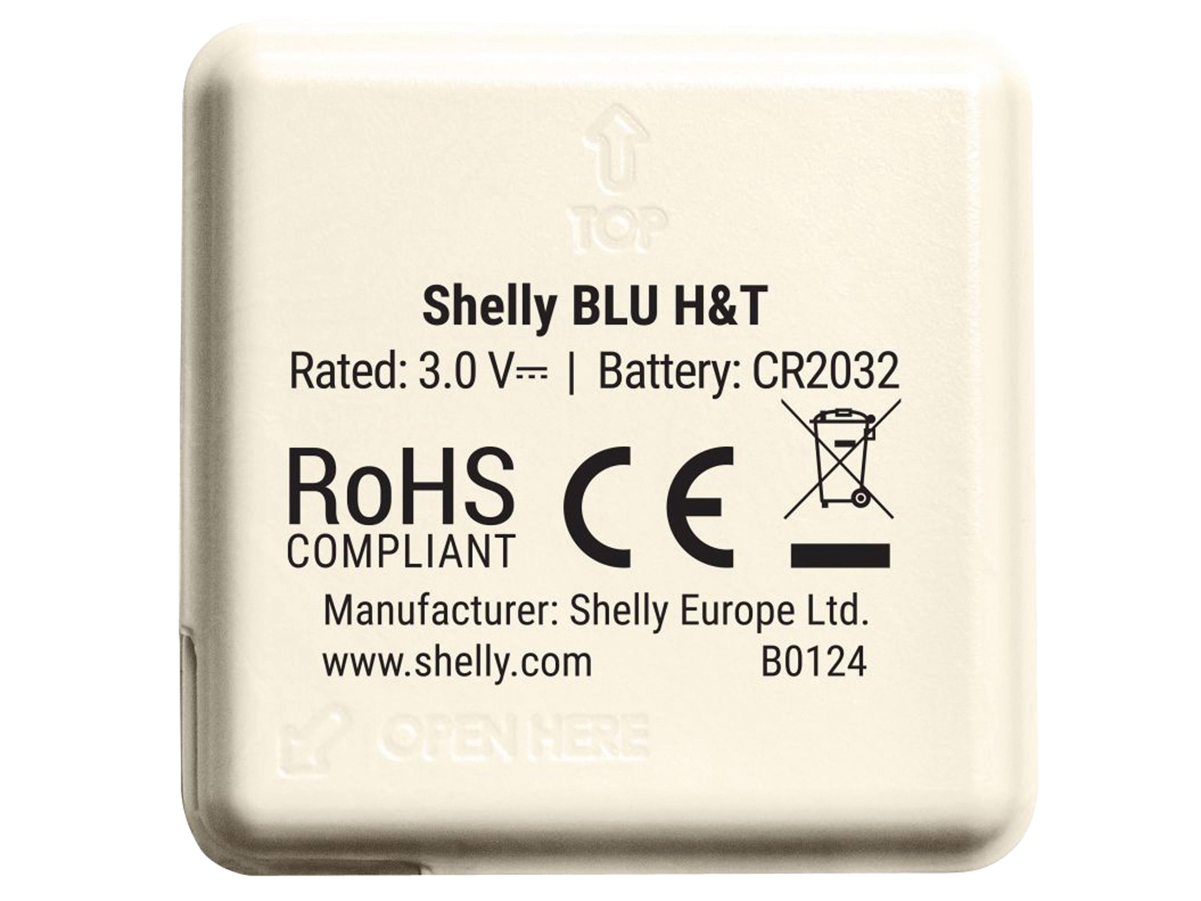 SHELLY Temperatur- u. Feuchtigkeitssensor Blu H&T Ivory, BT, Plug&Play SHELLY Temperatur- u. Feuchtigkeitssensor Blu H&T Ivory, BT, Plug&Play