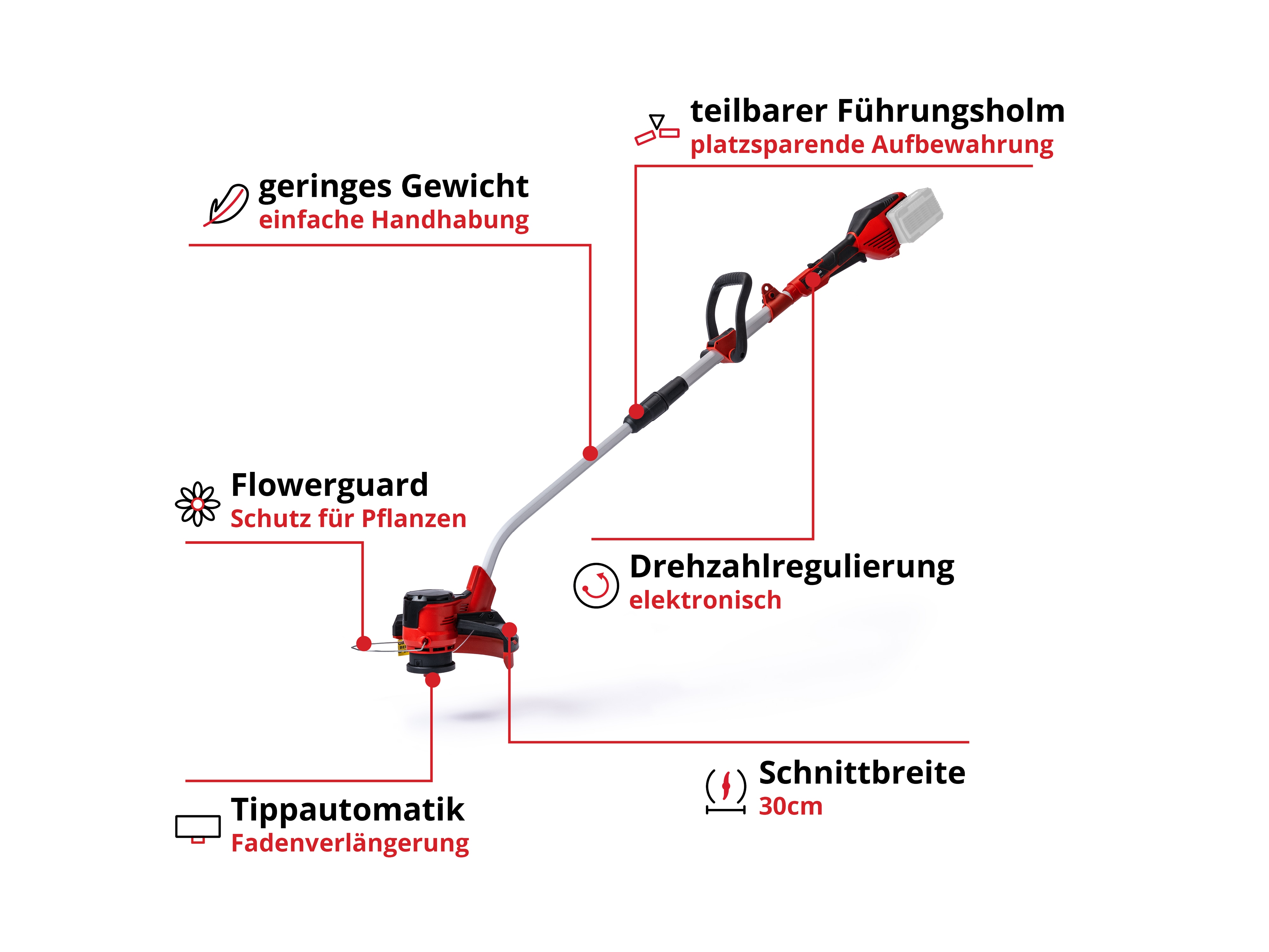 EINHELL Akku-Rasentrimmer GE-CT 36/30 Li E, Solo