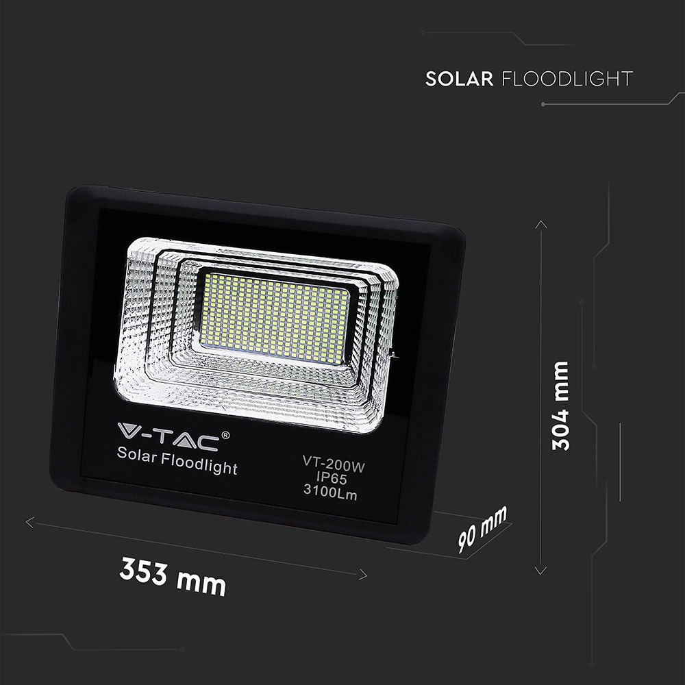 V-TAC Solar LED-Fluter VT-200W, 40 W, 4000 K, mit Panel + Fernbedienung V-TAC Solar LED-Fluter VT-200W, 40 W, 4000 K, mit Panel + Fernbedienung